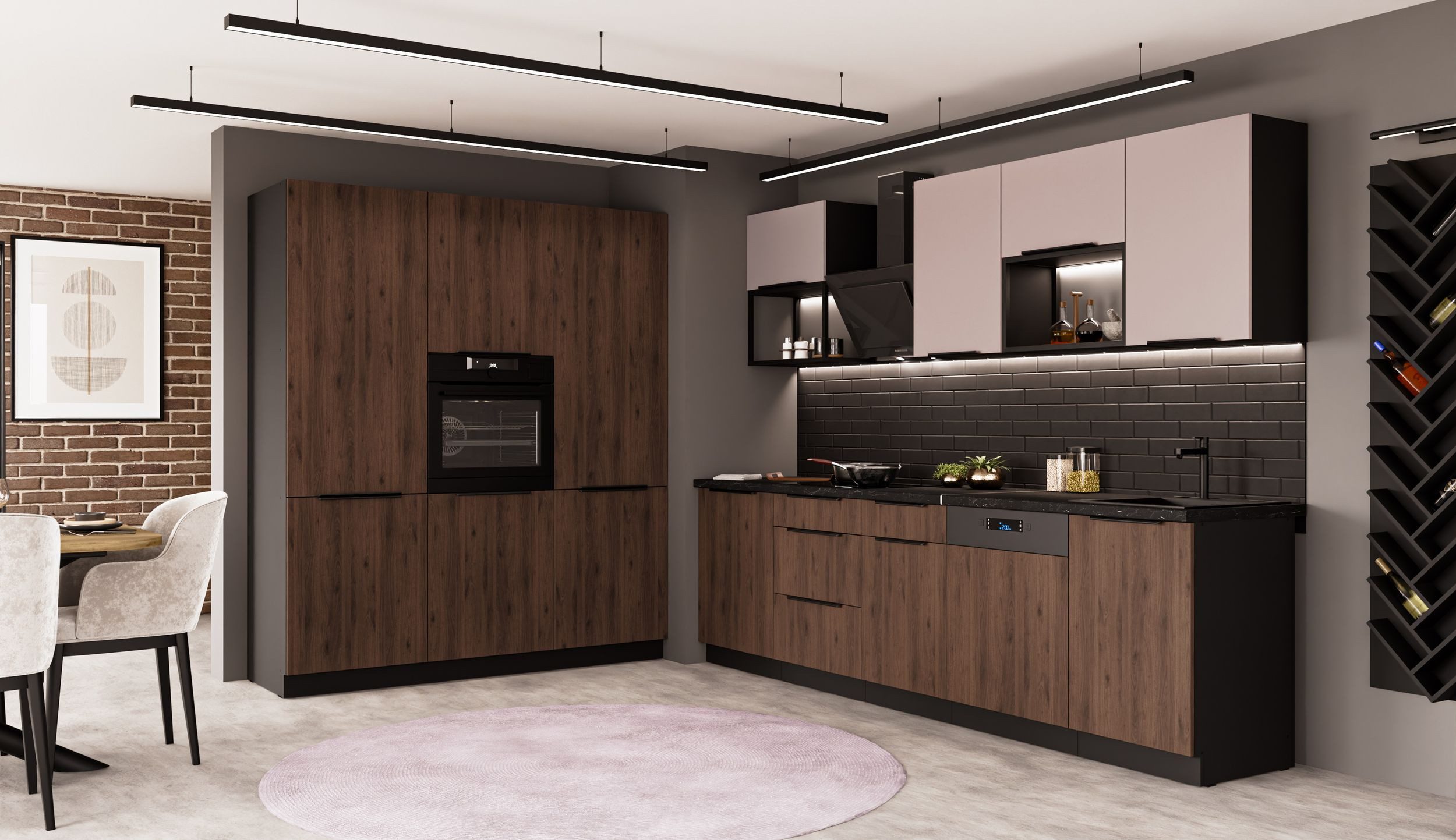 Küchen-Preisbombe Кухниzeile MONZA + ARONA LOFT 280 + 180 Кухниblock Küche Nußbaum Kaschmir
