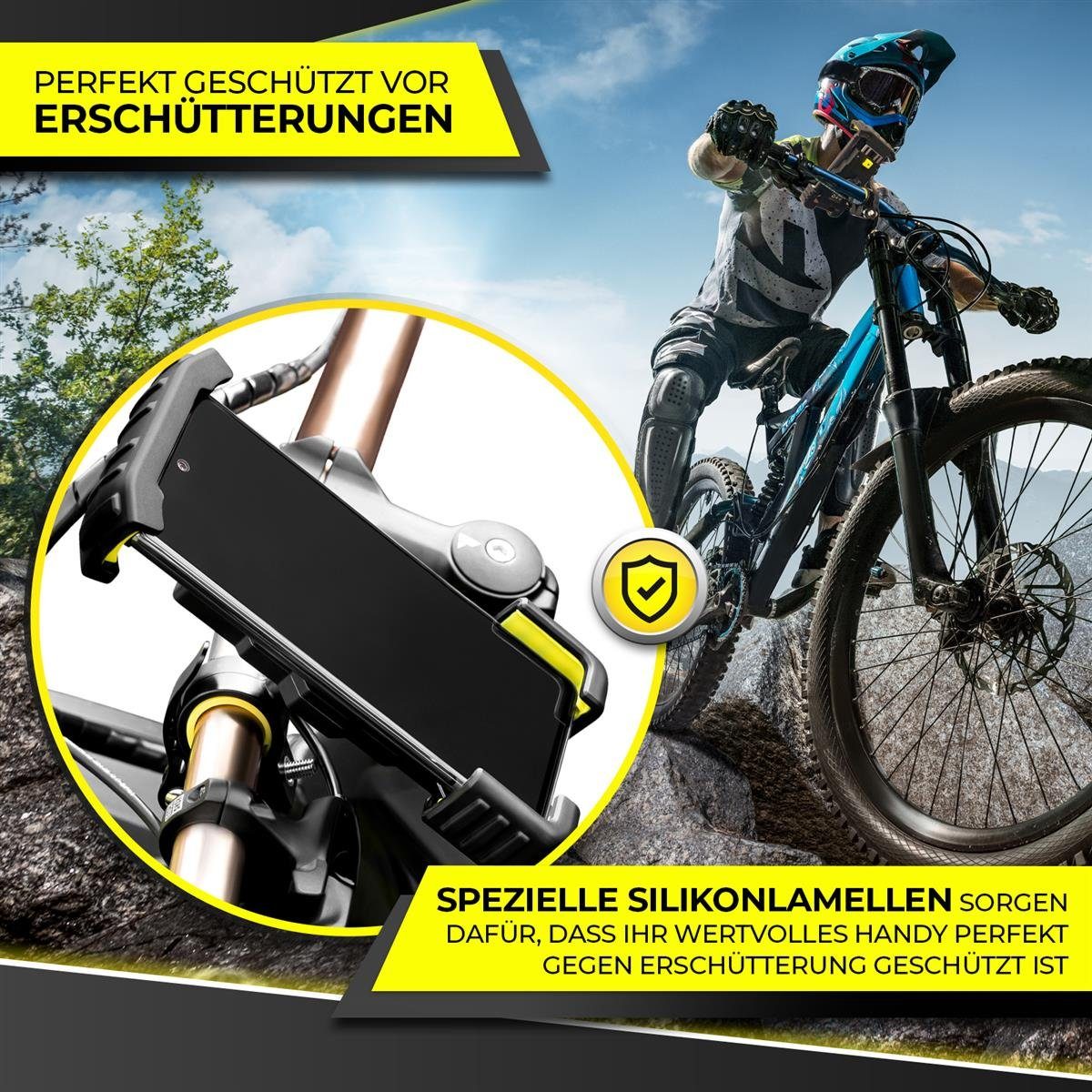 Dunlop Handy-Halterung Handyhalterung Fahrrad Halterung Dunlop, (bis 6.8 Zoll, SICHERE Universal Halterung Fahrrad Motorrad ANTI SHAKE)