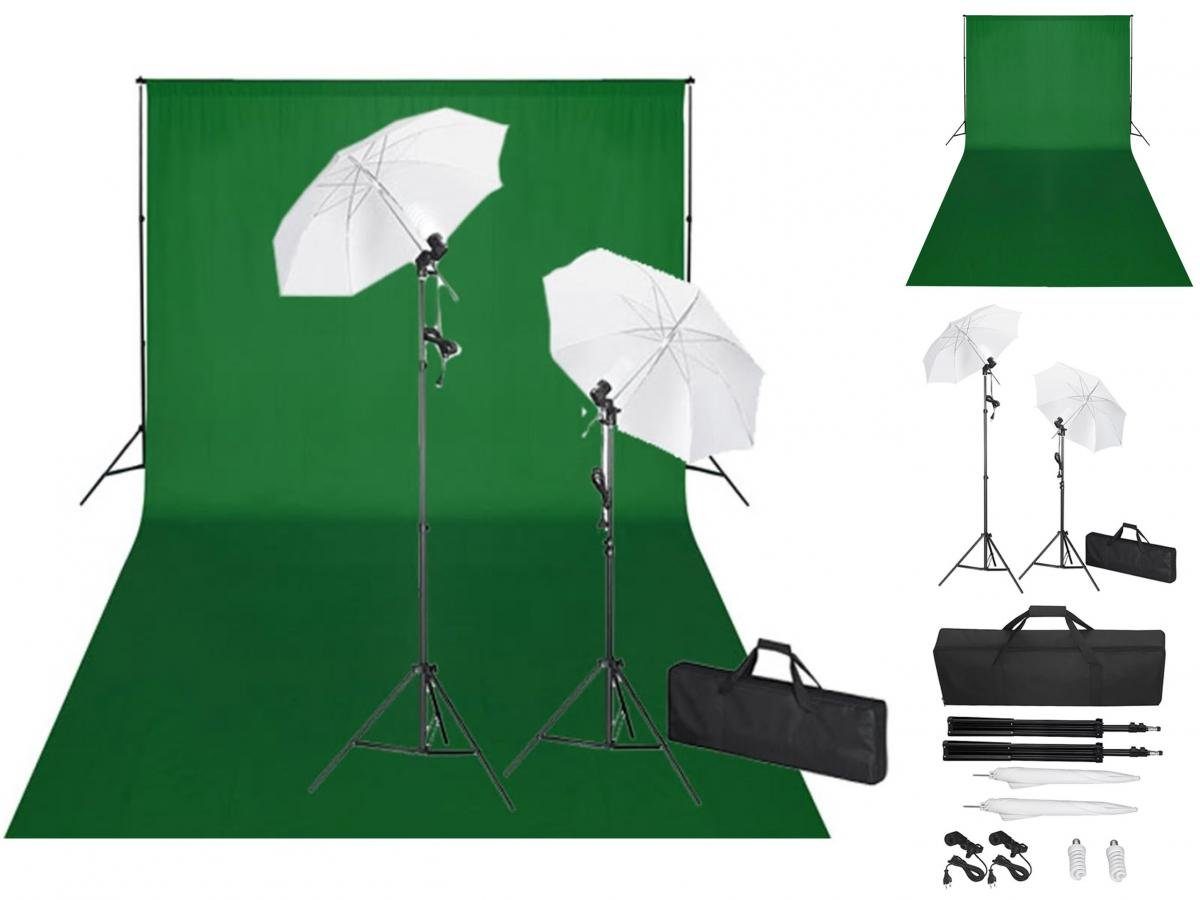 vidaXL Fotohintergrund Fotostudio Set mit Grünem Hintergrund 600300 Leuchten