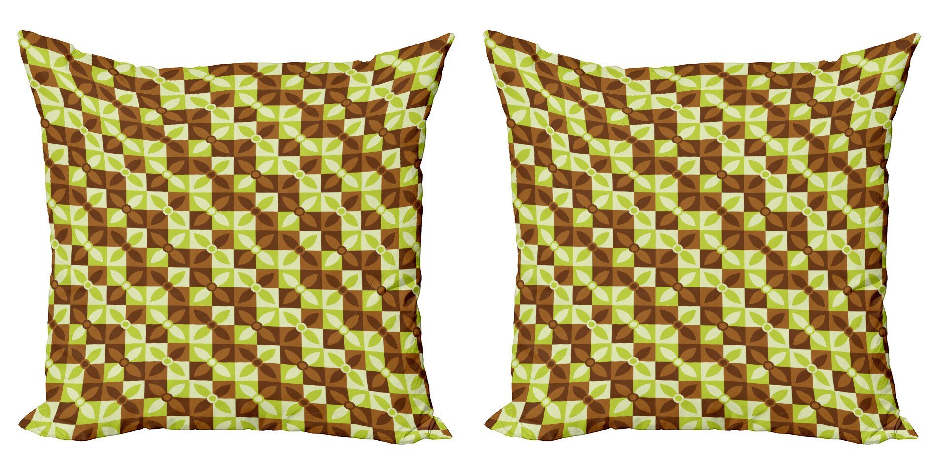Kissenbezüge Modern Accent Doppelseitiger Digitaldruck, Abakuhaus (2 Stück), Retro Bicolor Geometric Blossoms