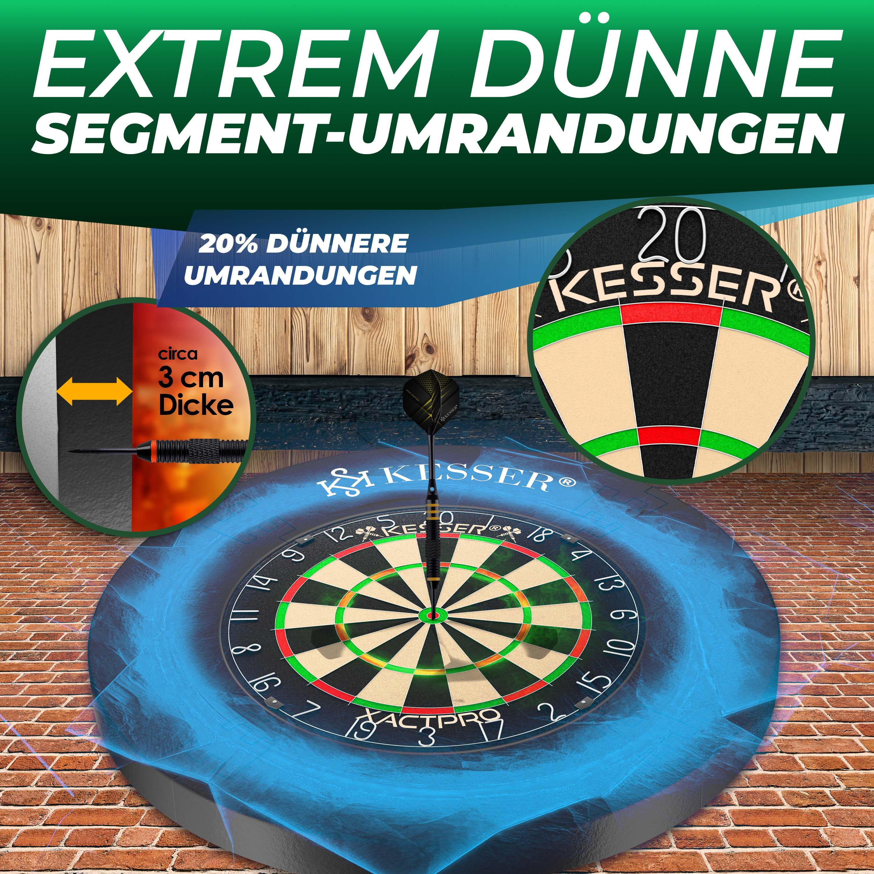 KESSER Dartscheibe Classic 45cm mit 9 Dartpfeilen mit Metallspitze und Wandschutz, Dartscheibe Sisal Professional Dartboard – Bild 5 von 5