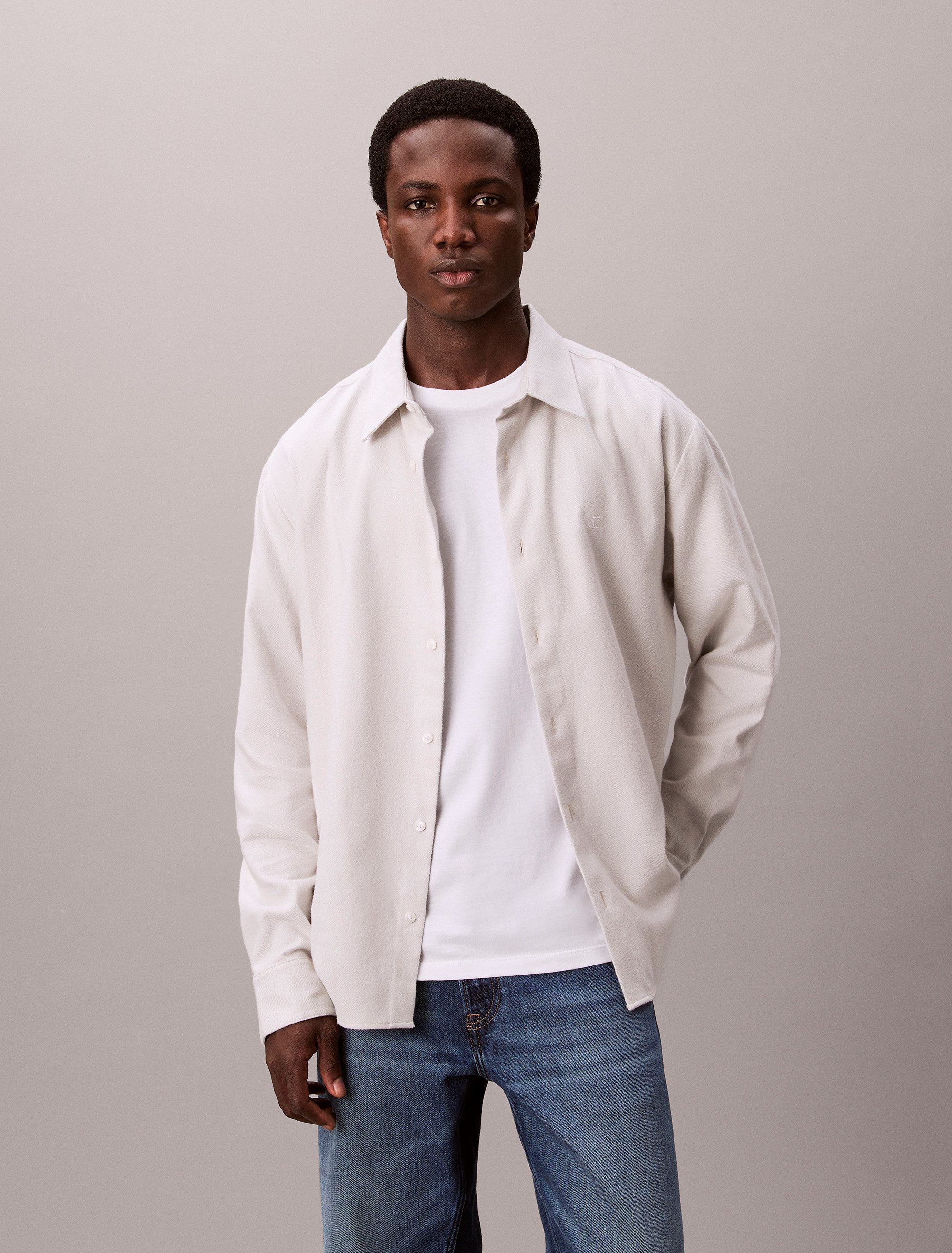 Calvin Klein Flanellhemd LS MELANGE FLANNEL EASY SHIRT Mit Rundhalsausschni günstig online kaufen