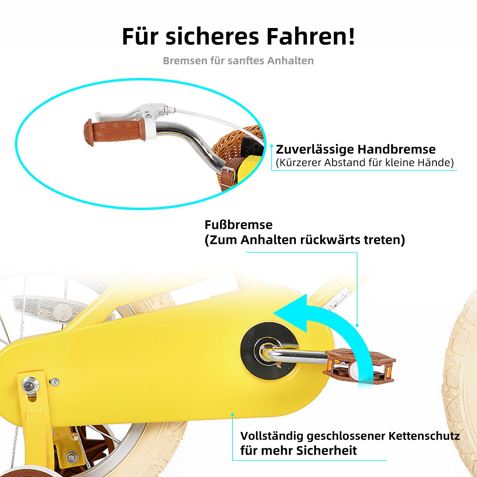 JOYSTAR Kinderfahrrad 12/14/16/18/20 Mädchenfahrrad für 2-13 Jahre alte Kinder, 12" 14" 16" Kinderfahrrad mit Stützrädern & Korb, 20 Zoll mit Ständer