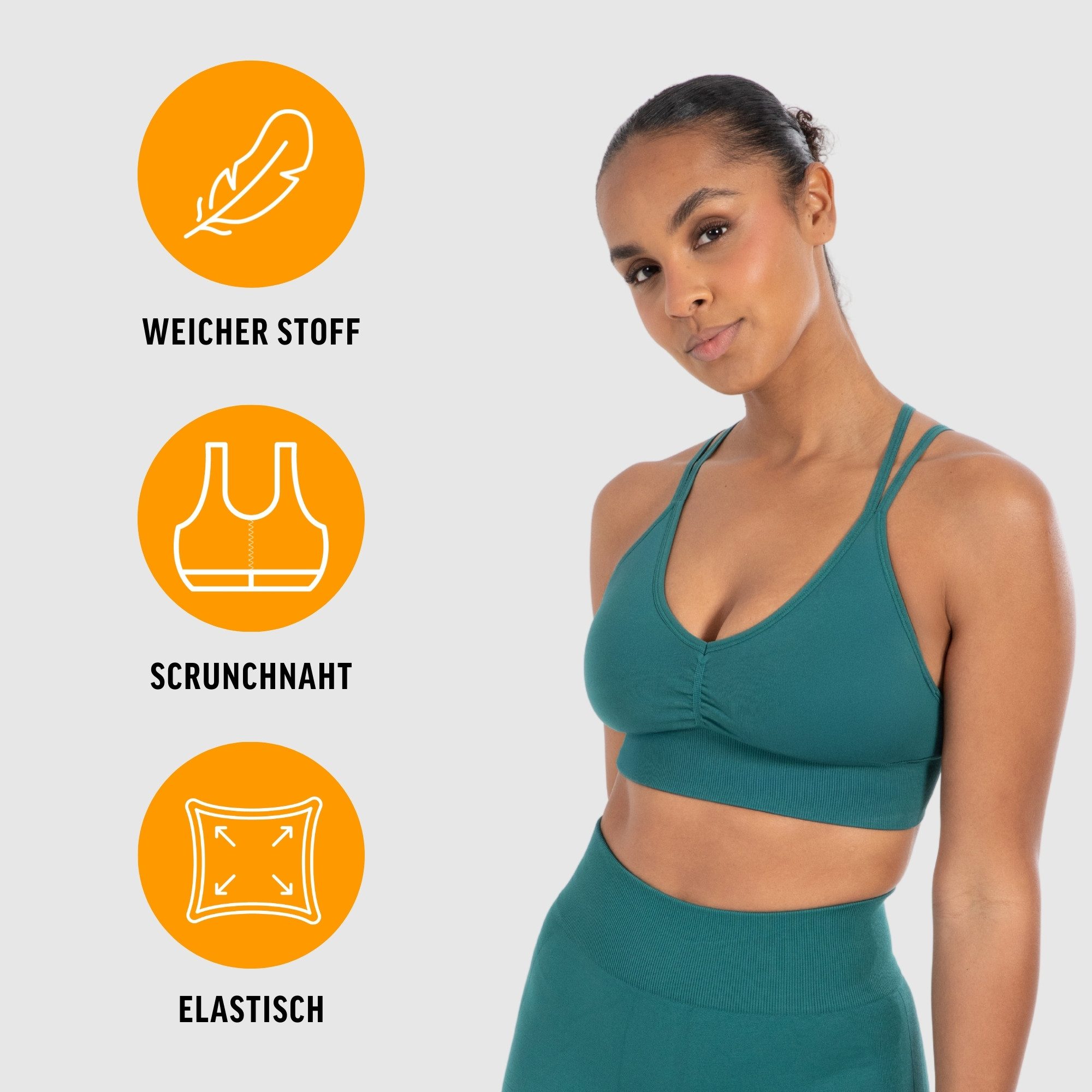 Smilodox Sport-BH Katrin, Crop Top V-Ausschnitt Fester Halt Fester Halt Yog günstig online kaufen