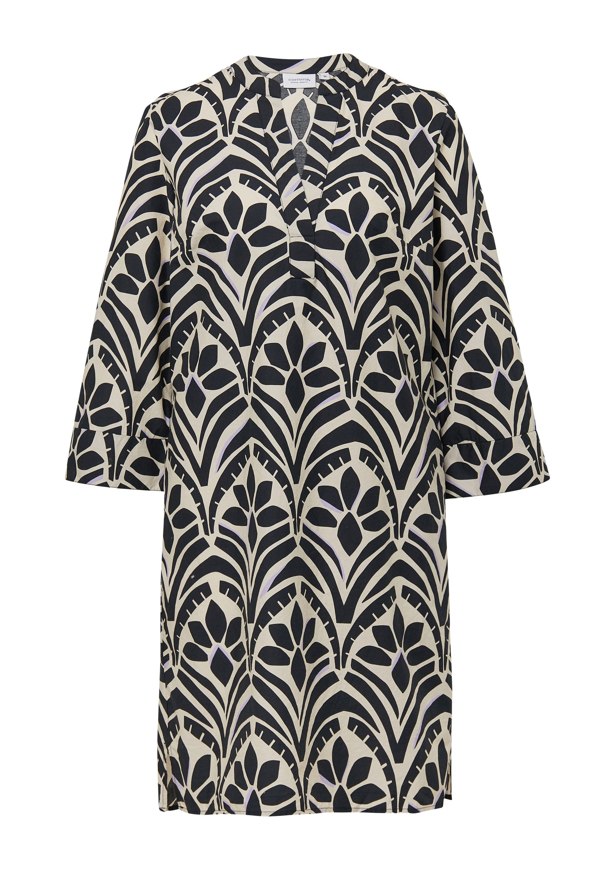 comma Minikleid Kleid Popeline-Kleid mit All-over-Print und Eingrifftaschen günstig online kaufen