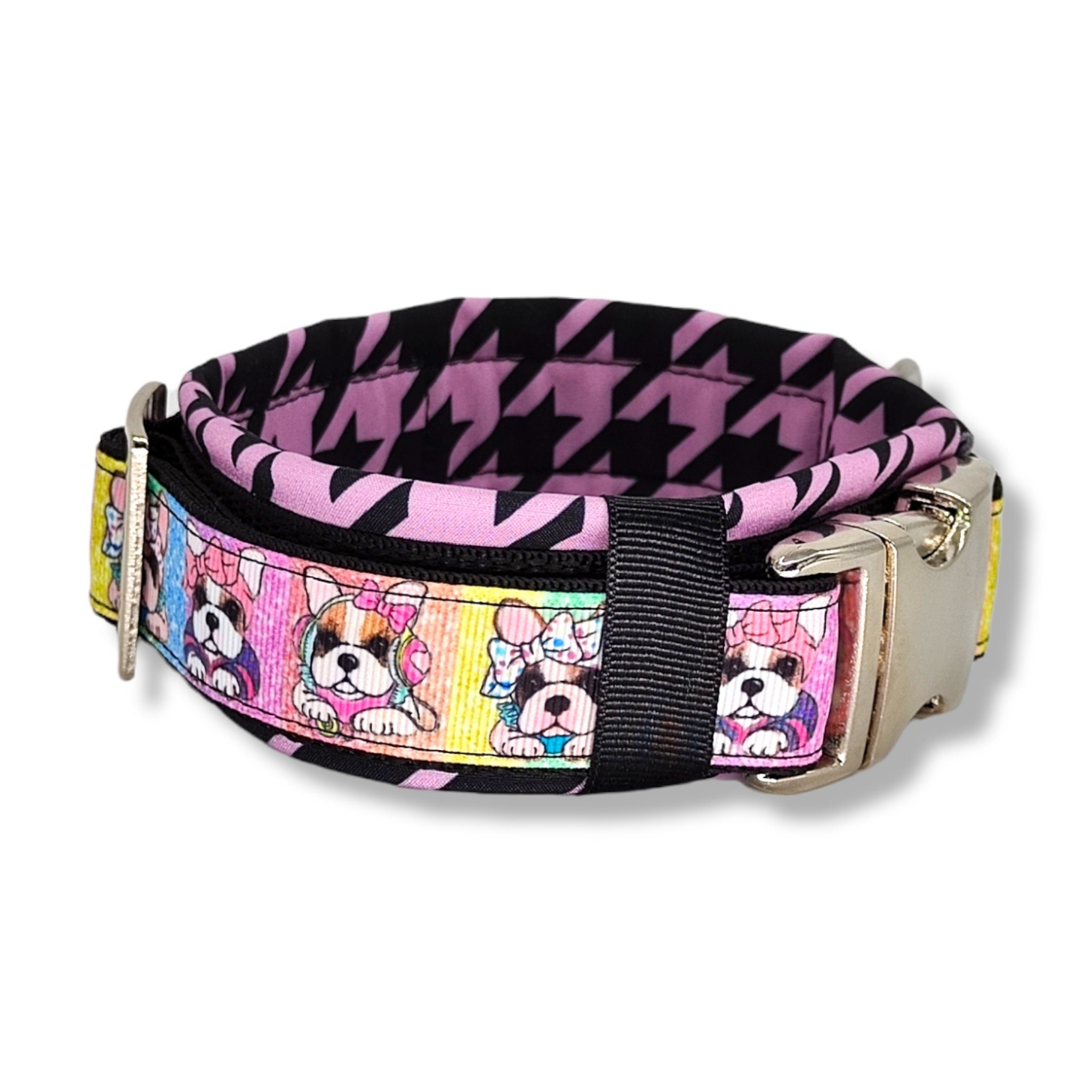 D by E Couture Hunde-Halsband "Sweet Little Dogs II", gepolstert, verstellbar, 40mm breit, Handmade