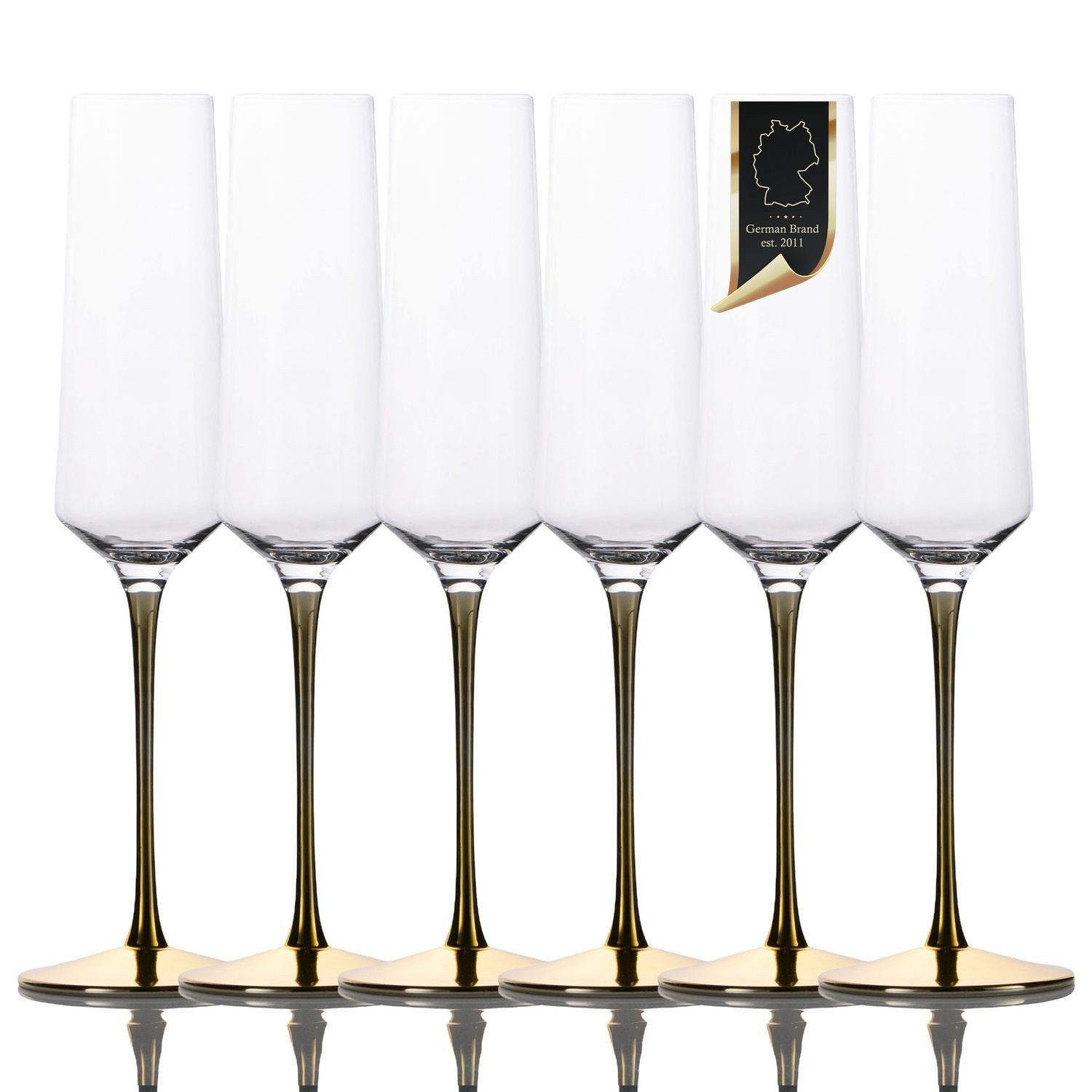 Intirilife Champagnerglas, 6-tlg., Glas, Champagner Sekt Glas Set 200ml Prosecco Kristallglas