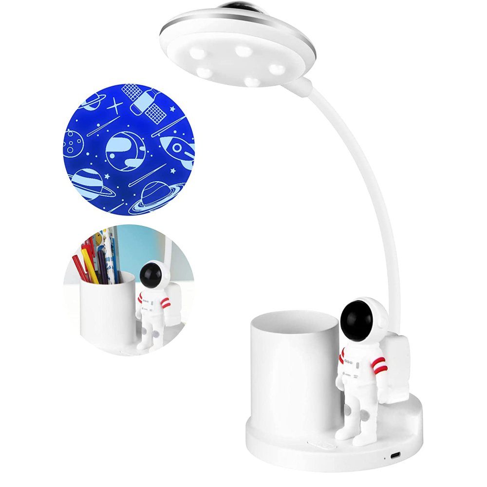GelldG LED Schreibtischlampe Schreibtischlampe LED Kinder 5W, Tischlampe Batteriebetrieben weiß