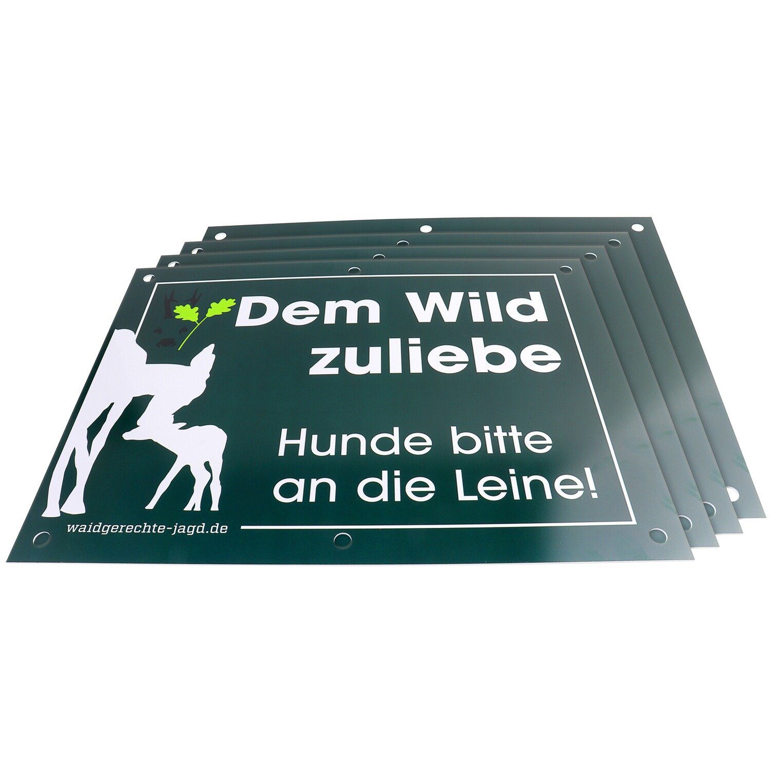 Waidgerechte Jagd Warnschild Hinweisschild Hunde bitte an die Leine – 4er-Pack