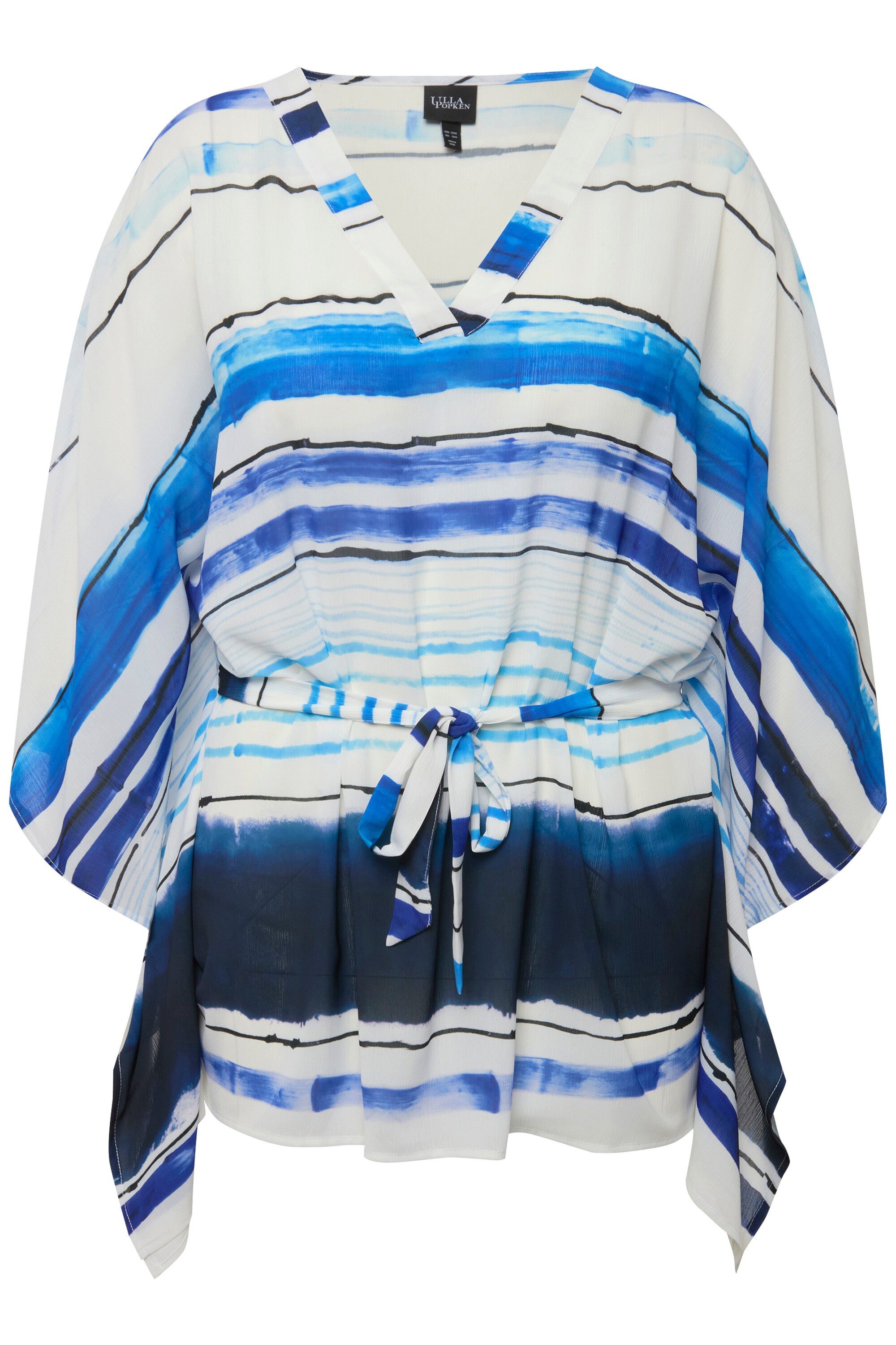 Ulla Popken Tunika Chiffon-Tunika oversized V-Ausschnitt 3/4-Arm günstig online kaufen