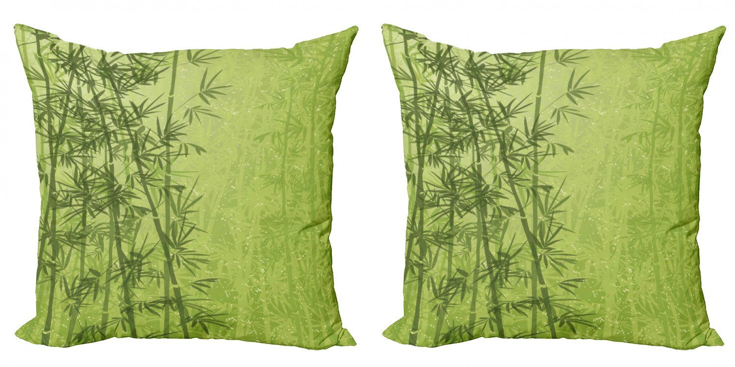 Kissenbezüge Modern Accent Doppelseitiger Digitaldruck, Abakuhaus (2 Stück), Exotisch Green Bamboo Wachstum