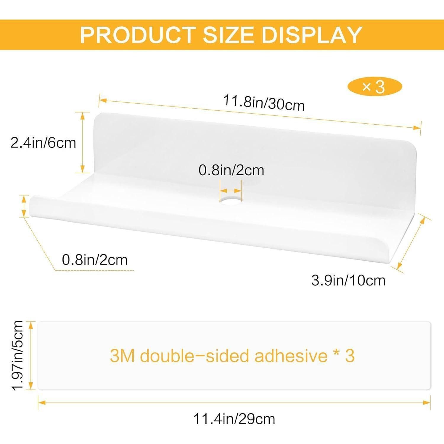 LuxusKollektion Badaccessoire-Set 3er Set Wandregal Weiß Acryl Selbstkleben günstig online kaufen