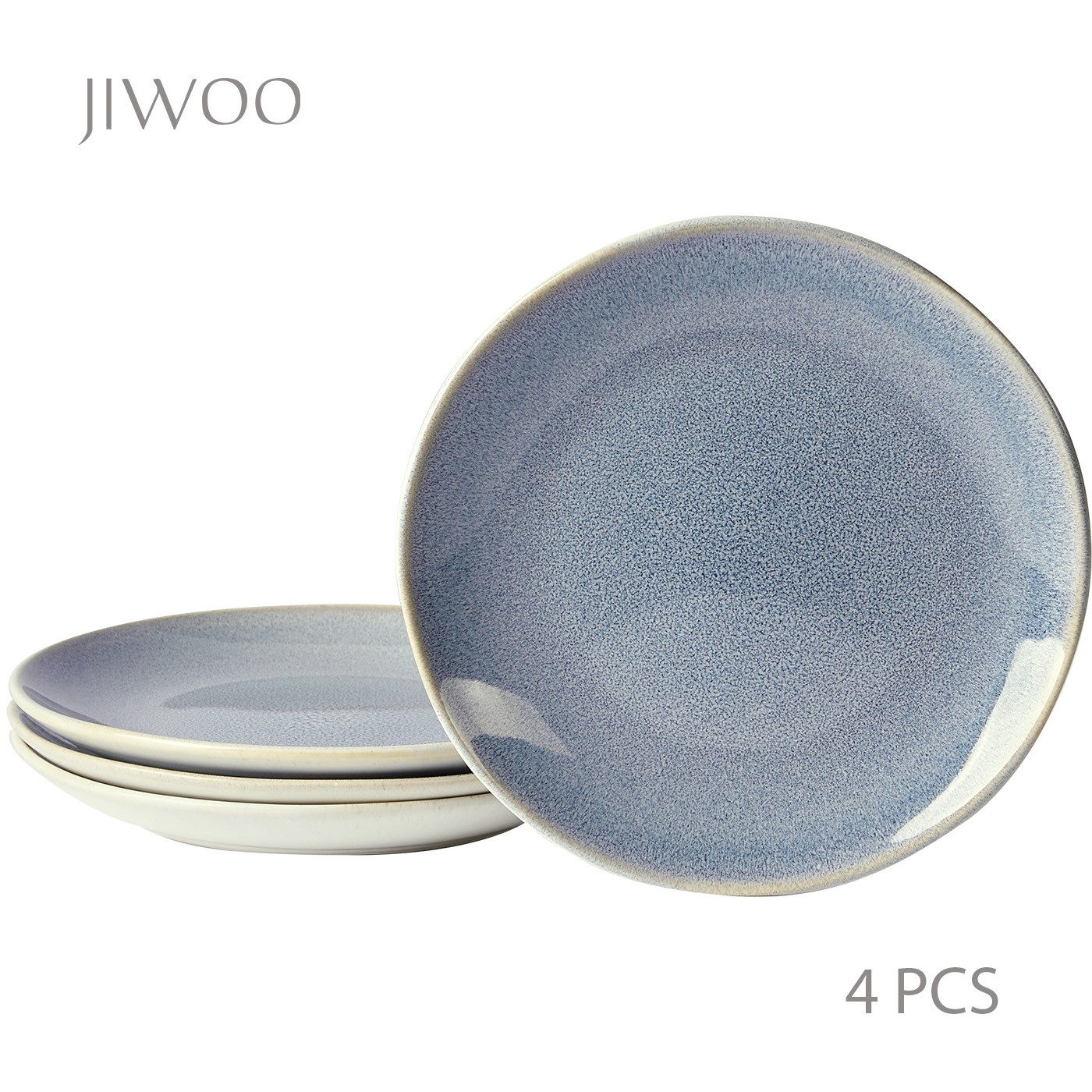 JIWOO Тарелки 4er,Ø19.5cm,Salatteller,Dessertteller,Frühstücksteller,Steakteller, (4 St), Keramik,Mikrowellen-und spülmaschinenfest,Glänzende ReaktivglasurØ19.5