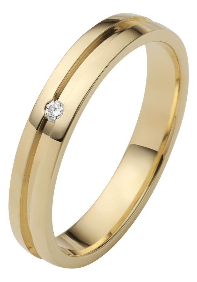 Firetti Trauring Schmuck Geschenk Gold 750 Hochzeit Ehering "LIEBE", Made in Germany, wahlweise mit oder ohne Brillant