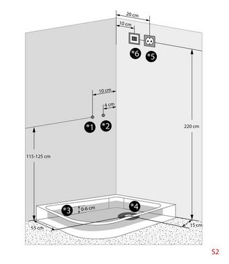 AcquaVapore Komplettdusche Dusche Duschkabine D60-70M0L Weiß 120x80, Sicherheitsglas ESG, inklusive Duschwanne