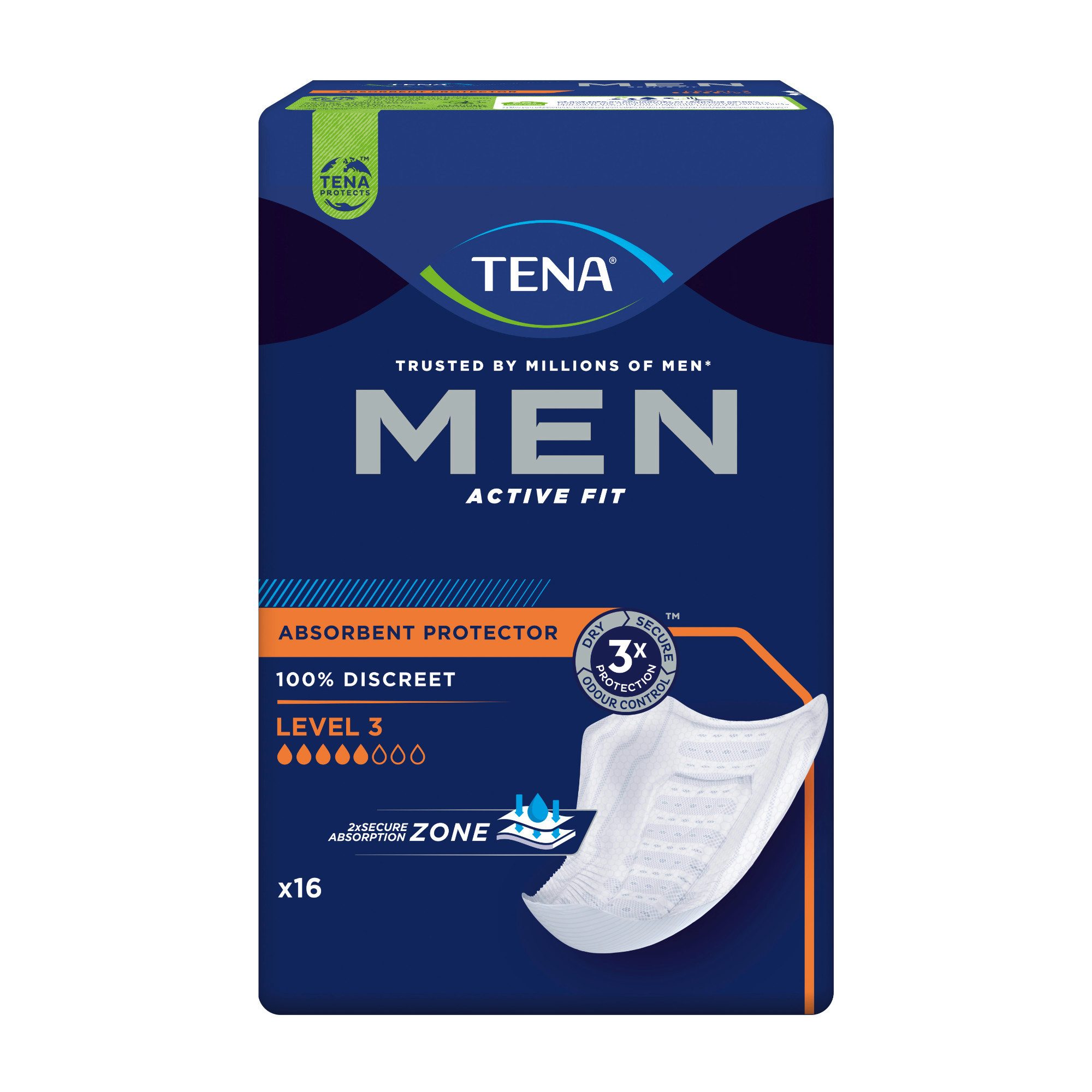 TENA Inkontinenz-Einlage TENA Men - Active Fit Level 0-3, 3 Gr., 16-St.