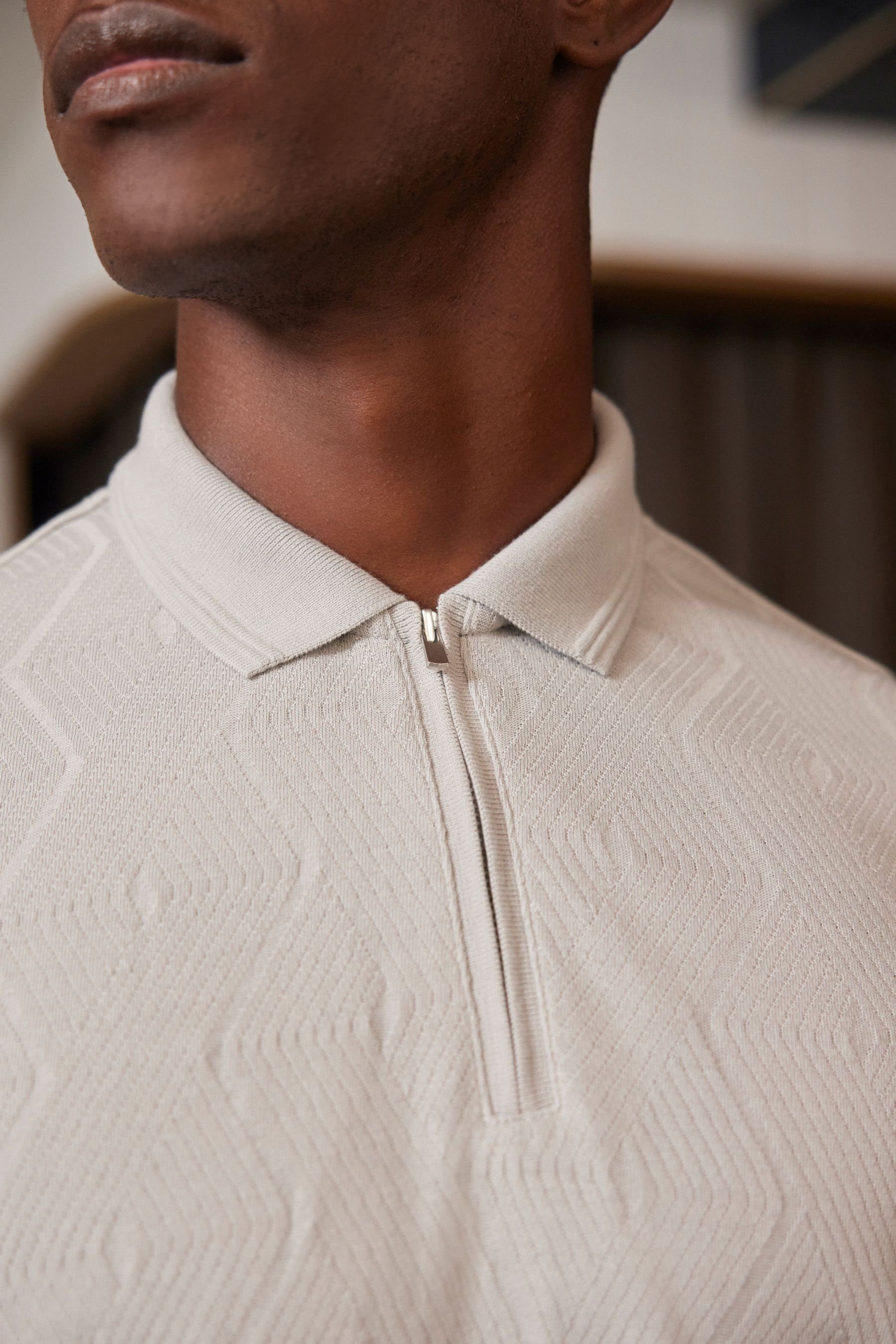 Next Poloshirt Strukturiertes Polo-Shirt (1-tlg) Grey