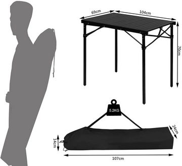 Woltu Campingtisch (1-St), Alu Tisch zusammenklappbar und tragbar Reisetisch