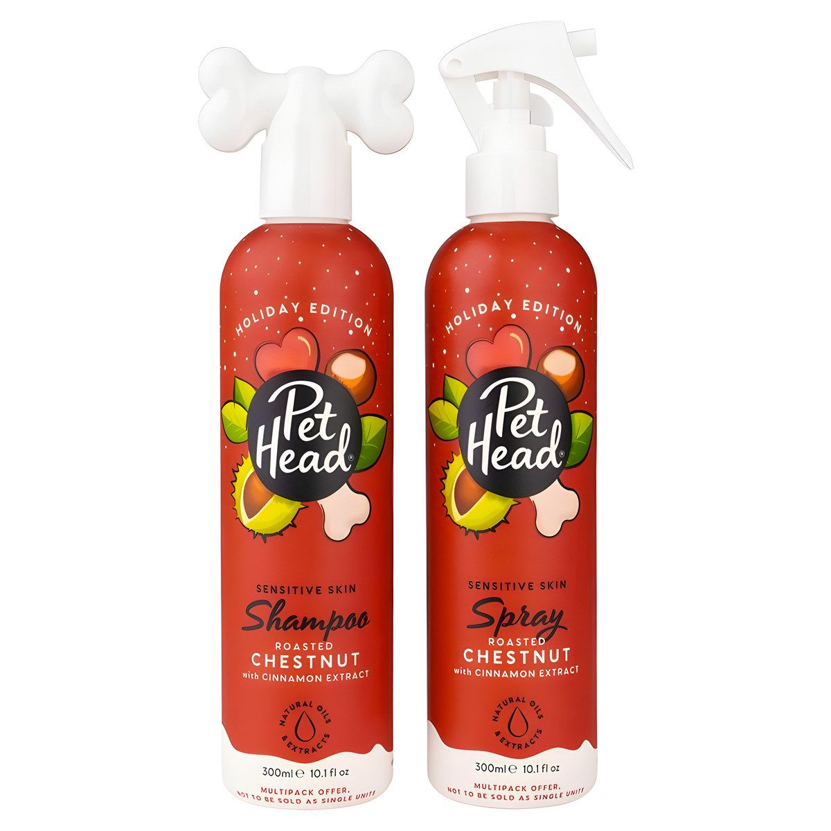 Tiershampoo Pflege-Set Weihnachten mit Hundeshampoo + Spray "Chestnut" 2 x 300 ml