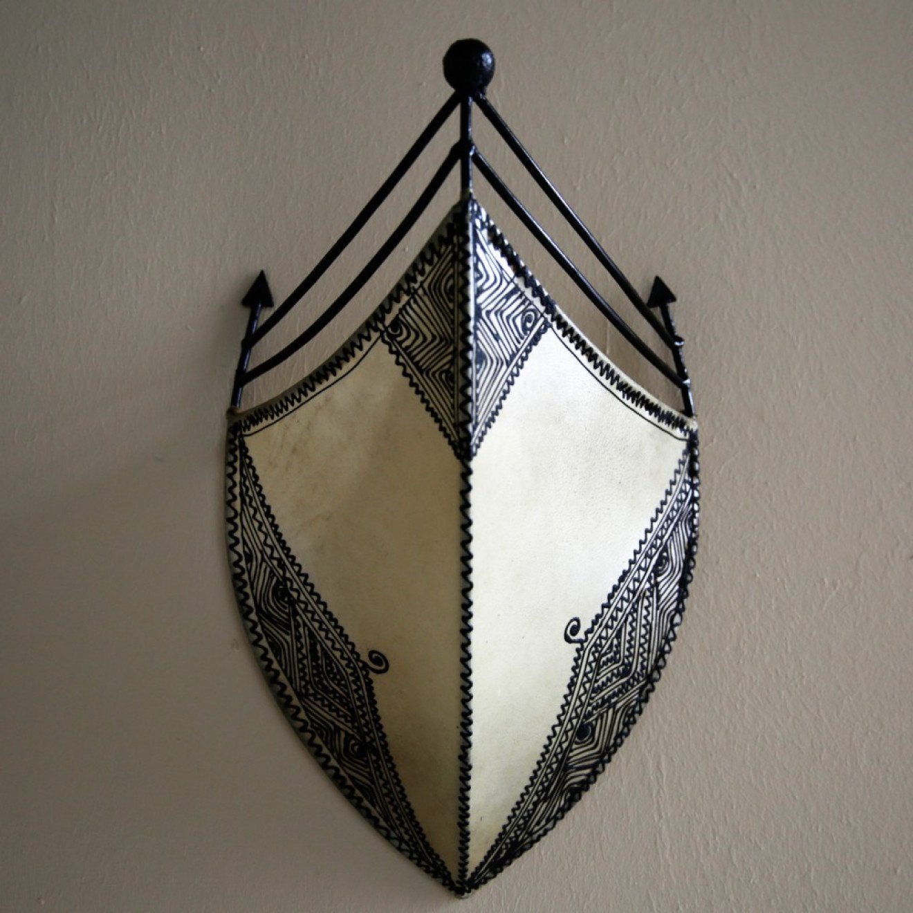 Marokkanische Wandlampe, Leder l-artisan Wandshirm Natur Wandleuchte, Orientalische Afrah