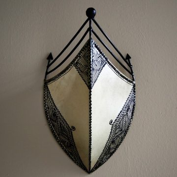 l-artisan Wandleuchte, Marokkanische Leder Wandlampe, Orientalische Wandshirm Afrah Natur