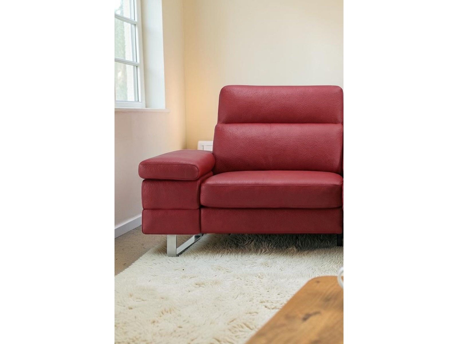 Villa Möbel Sofa Virage, 2-Sitzer 1 Teile, Echtleder-Sofa mit Kopfteilverstellung fürs Wohnzimmer