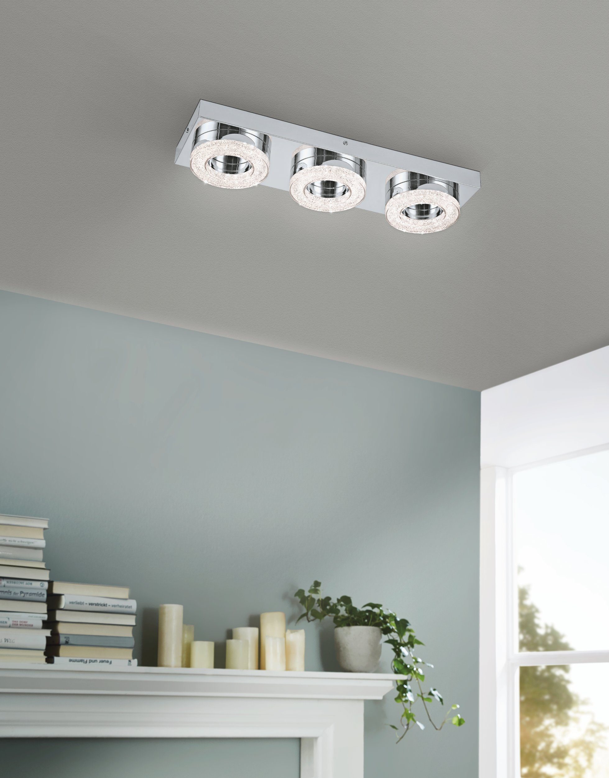EGLO LED Deckenleuchte Fradelo, Leuchtmittel inklusive, Deckenlampe, Deckenleuchte, Wohnzimmerlampe, Schlafzimmerlampe, L46 cm