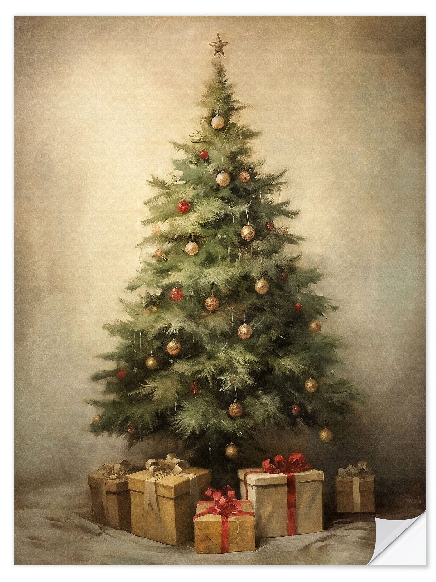 Posterlounge Wandfolie Olga Telnova, Weihnachtsbaum mit Geschenken, Kinderzimmer Illustration