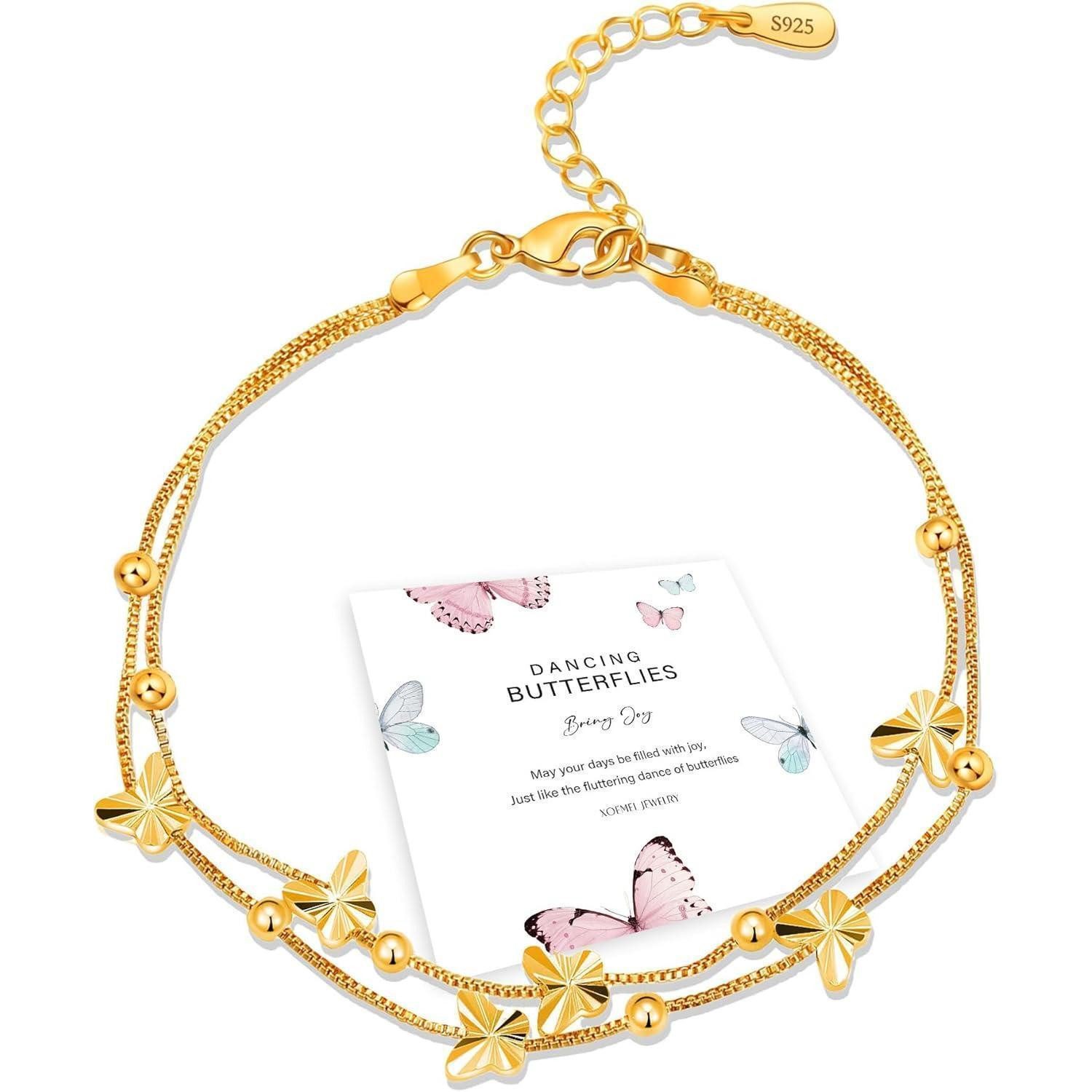 LuxusKollektion Silberarmband Armband Damen Silber 925 Schmetterlinge Rosegold Gold-butter