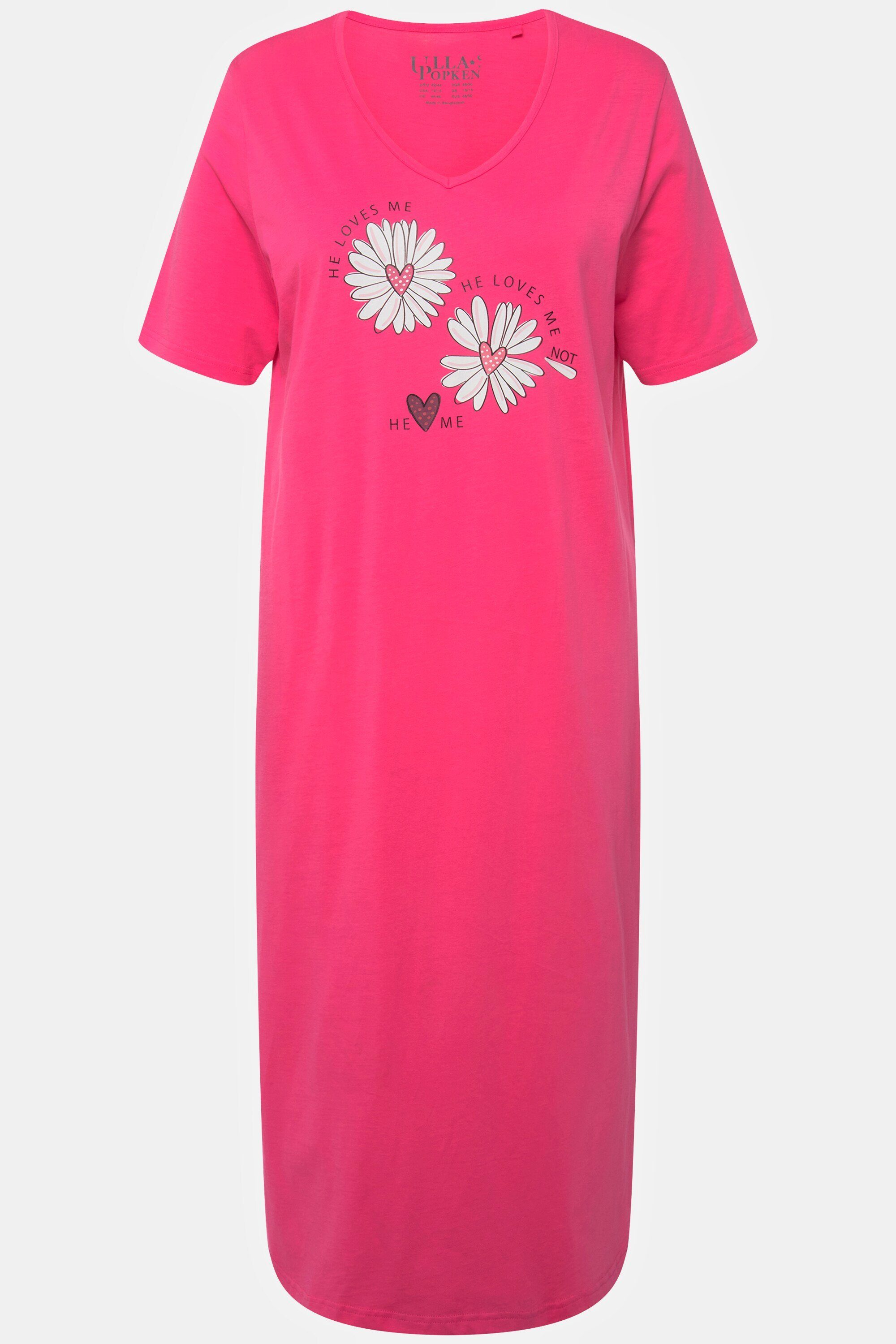 V-Ausschnitt Blüten Ulla Nachthemd Nachthemd Halbarm Popken