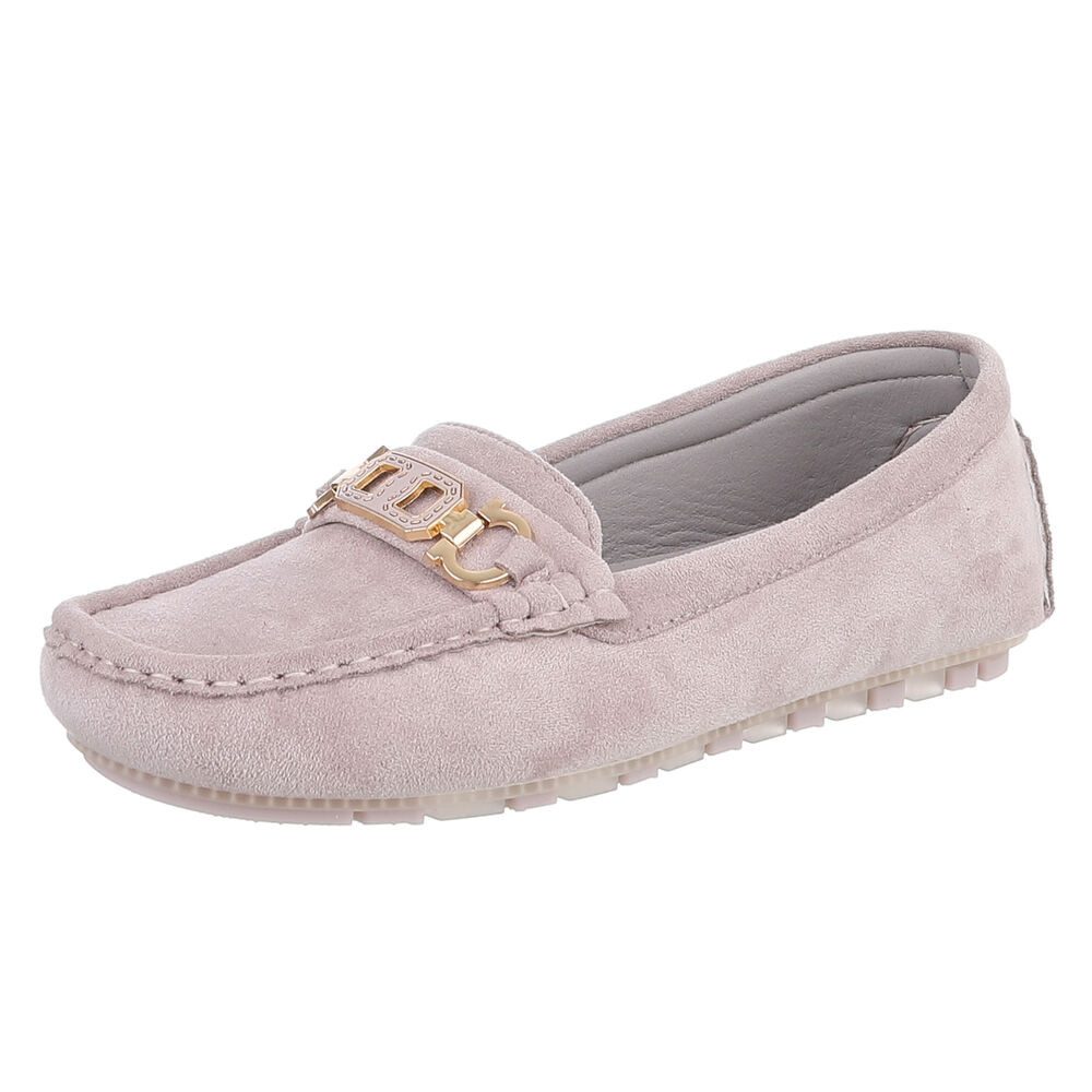 Ital-Design Eleganter Mokassin für Damen mit Verschluss-Details Slipper (91260978) Flach Mokassins in Grau