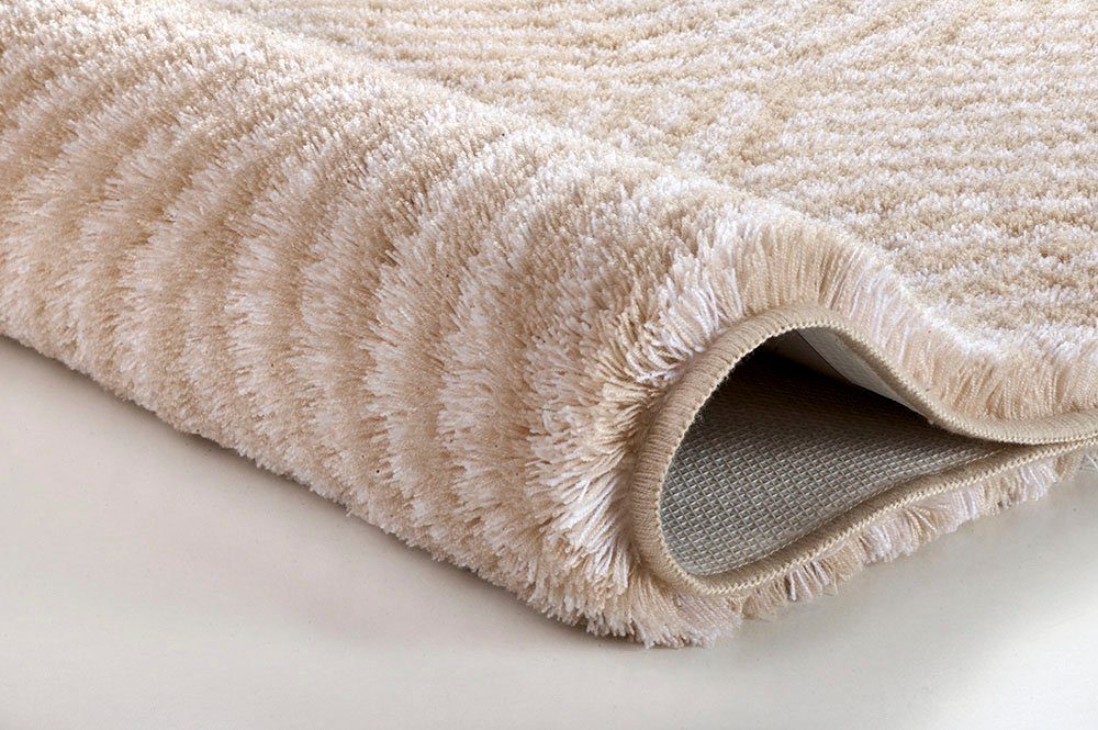 Kleine Wolke Badematte Calma, Höhe 30 mm, rutschhemmend beschichtet, fußbodenheizungsgeeignet, Polyacryl, quadratisch, Badteppich, Wellen Design