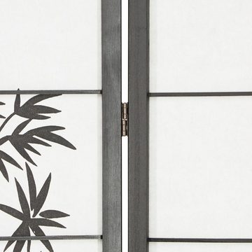 Homestyle4u Paravent Raumteiler Trennwand Bambusmuster Schwarz Sichtschutz Indoor Holz, 4-teilig