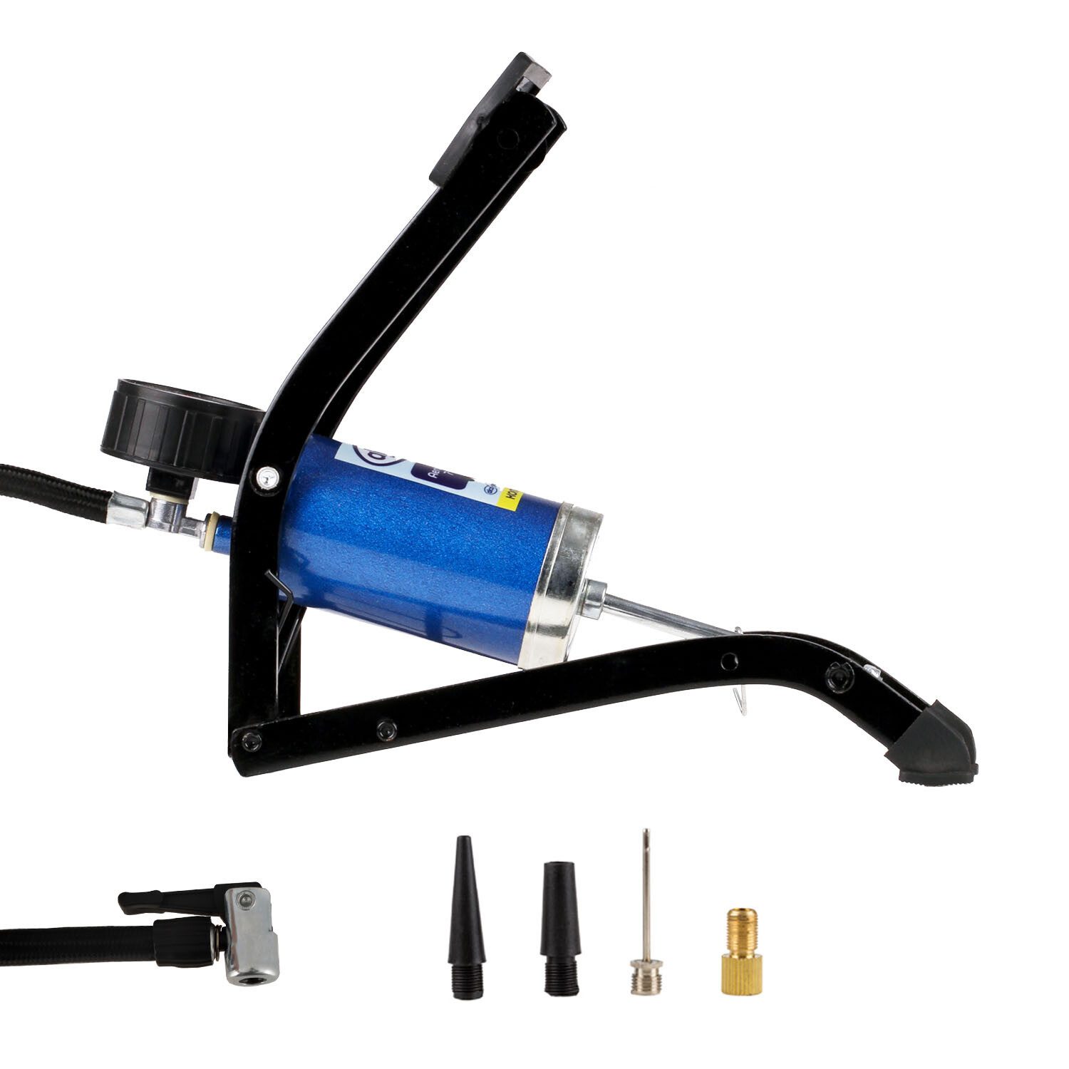 alca Luftpumpe Luftpumpe Fußpumpe 1-Zylinder Kompakt Alle Ventile Auto Fahrrad Ball (1-tlg., 1-Zylinder)