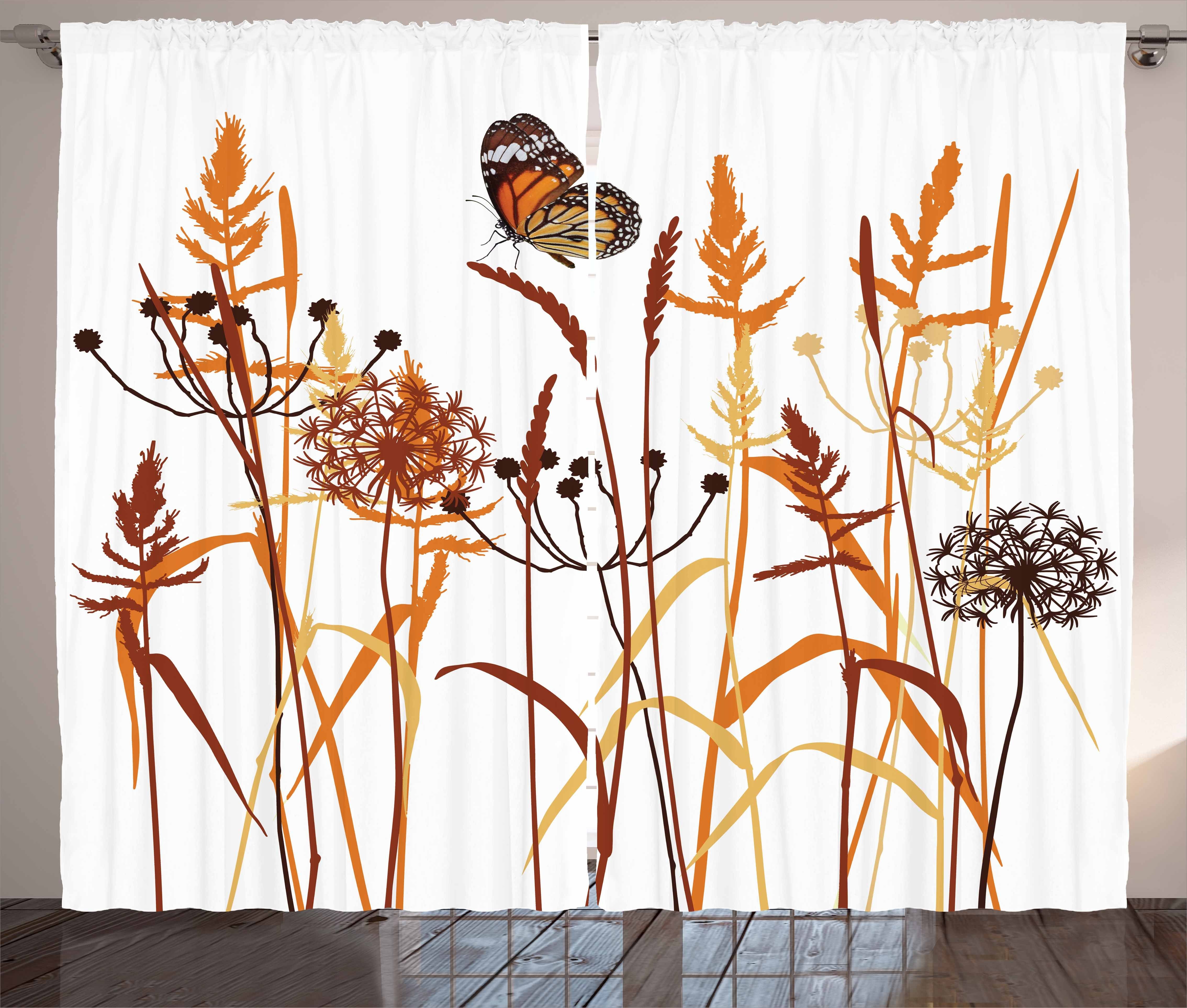 Schlafzimmer Gardine Schlaufen Vorhang Blättern Schmetterling mit und Kräuselband Haken, Abakuhaus, mit Zusammensetzung
