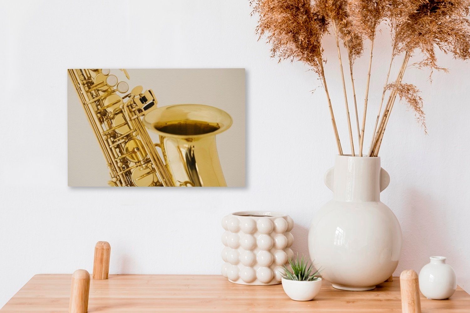 cm Saxophons, Wandbild OneMillionCanvasses® Nahaufnahme Wanddeko, goldenen St), Leinwandbild Aufhängefertig, Leinwandbilder, (1 eines 30x20