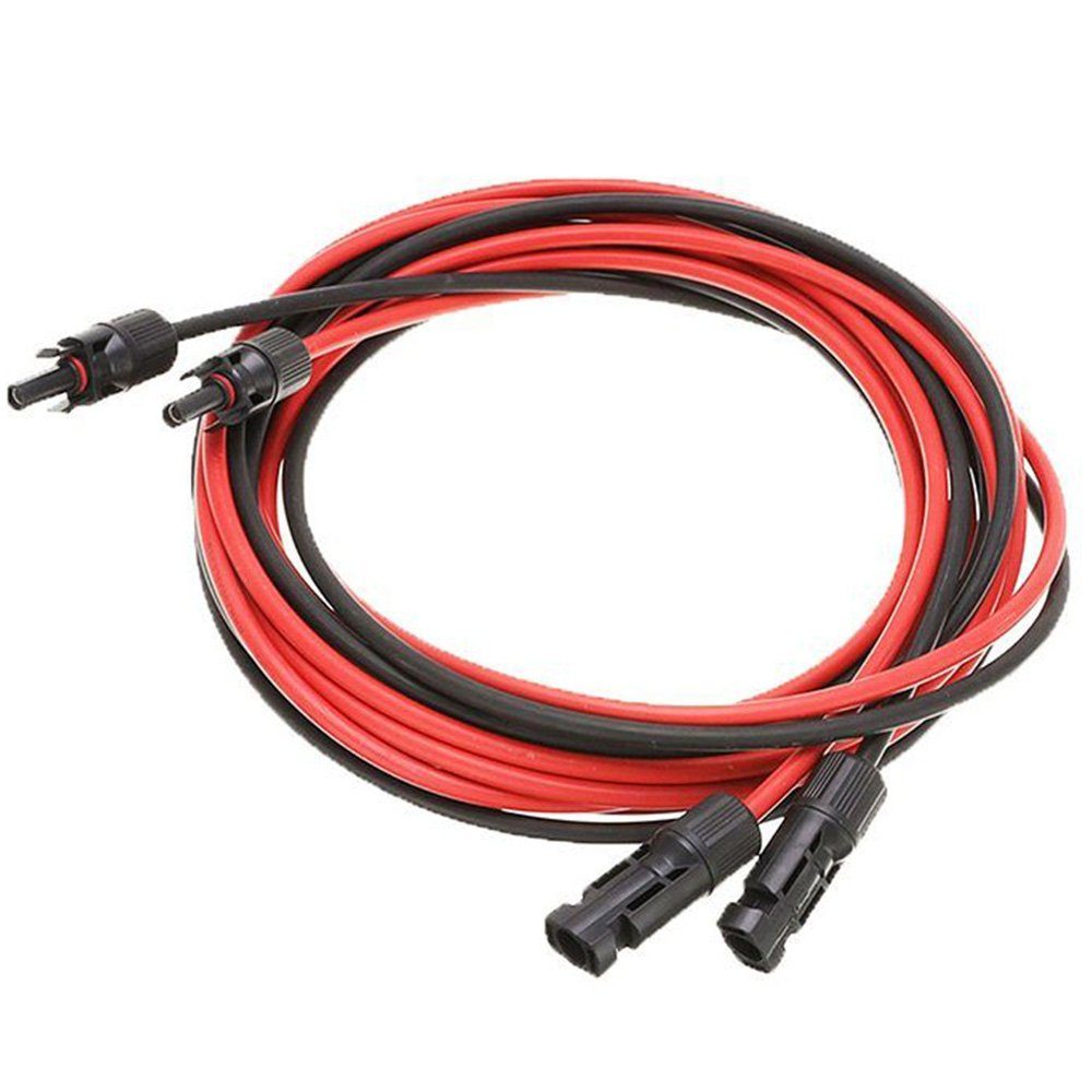 Rhein Beleuchtung Verlängerungskabel für Solaranlagen - 12AWG Silikondraht Rot/Schwarz Solarkabel, Mc4 stecker, (500 cm), Flexibel, hitzebeständig & UV-beständig - Solarkabel 4mm²