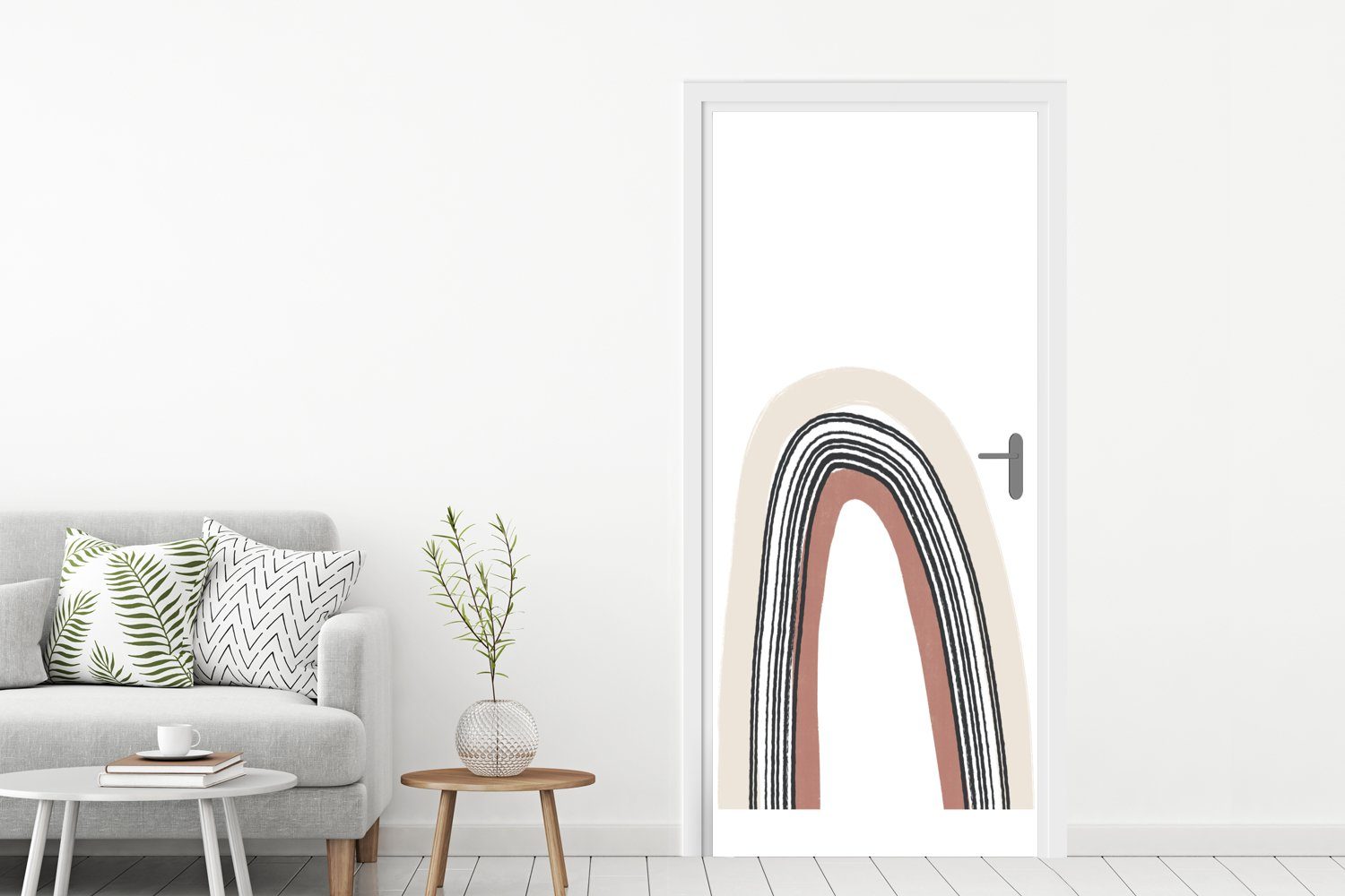 St), Fototapete - Pastell Tür, Design, (1 Matt, MuchoWow Regenbogen Türaufkleber, - Türtapete bedruckt, cm für 75x205