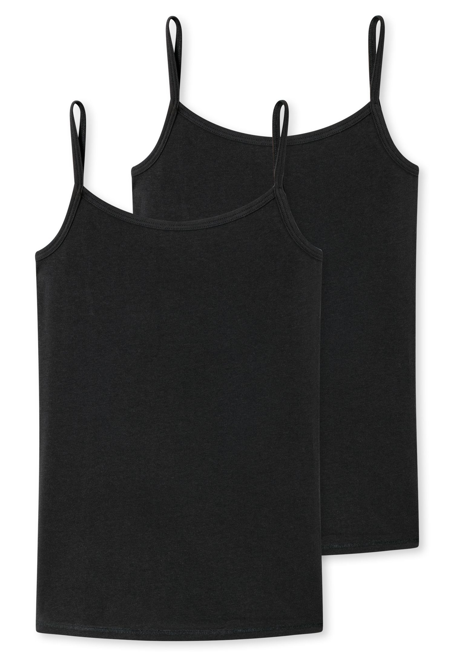 Unterhemd schwarz Trägern schmalen Schiesser (2er-Pack) mit