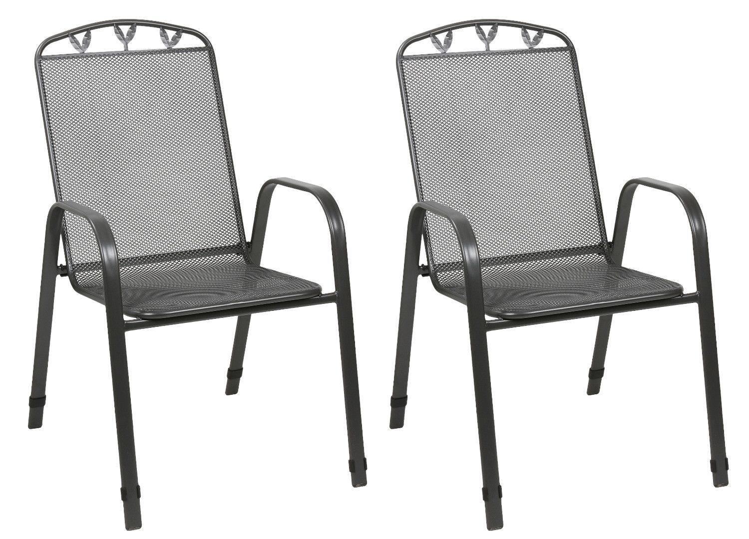 BURI Gartenstuhl Metall Stapelstühle 2er-Set Anthrazit günstig online kaufen