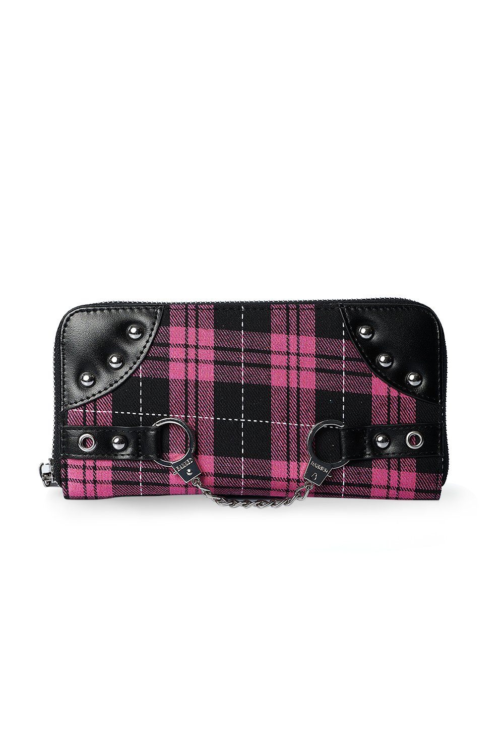 Banned Geldbörse Tartan Handcuff Pink, Handschellen Applikation
