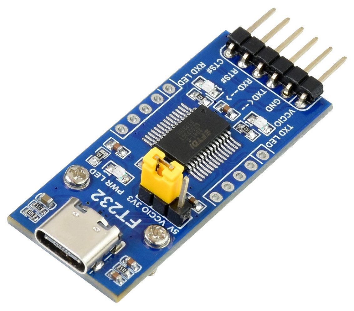 Waveshare FT232 Konverter, USB zu UART Modul, USB-C, 3.3V/5V Logik, USB-Adapter