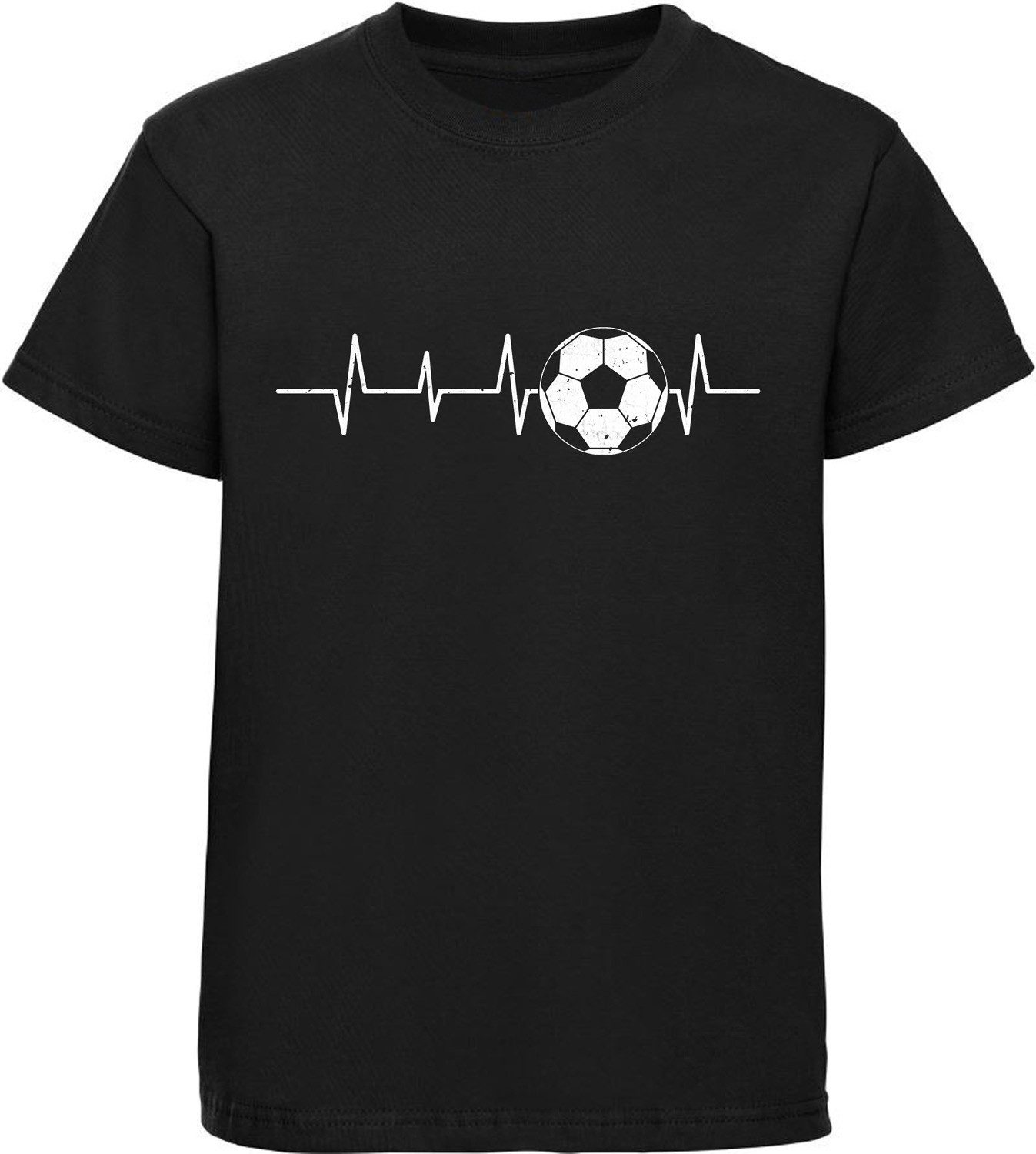 MyDesign24 T-Shirt Kinder Fussball Print Shirt - Herzlinie mit Fussball Bedrucktes Jungen und Mädchen Fussball T-Shirt i462