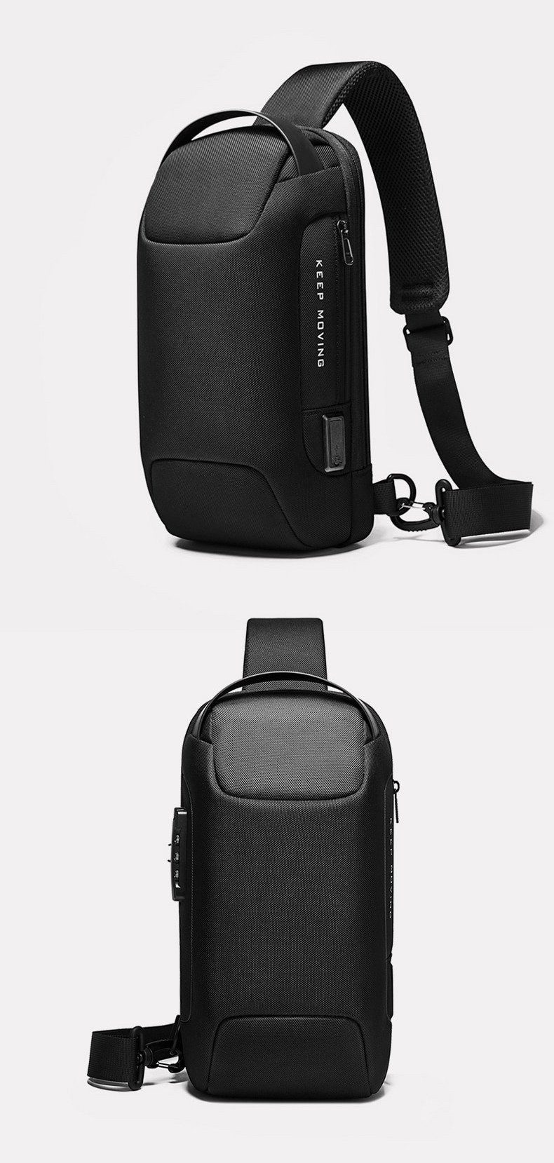 Umhängetasche Bange Black oder Carbon Fiber Streamline Anti-Diebstahl - Sling Bag