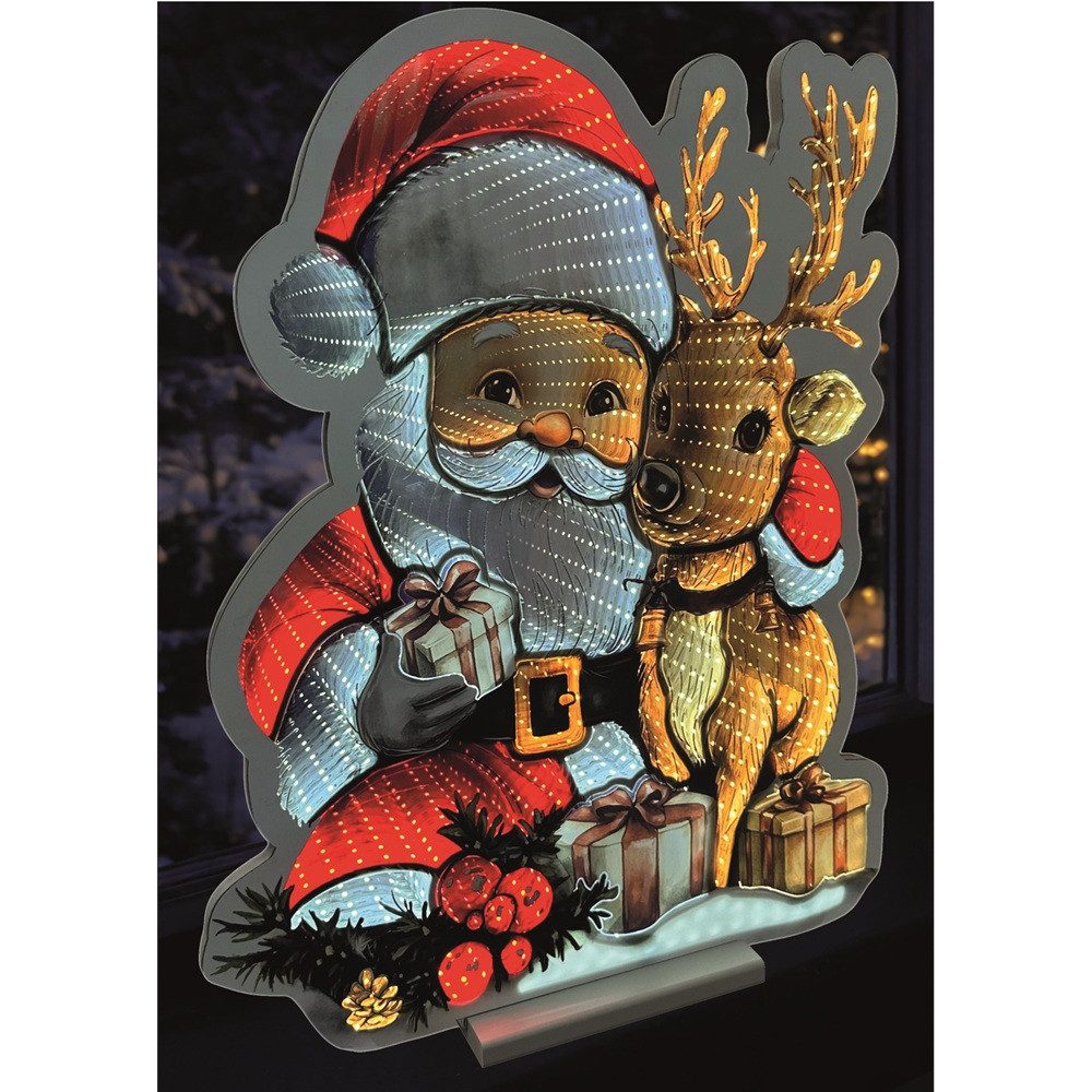 Star-Max LED Dekofigur 36685 Day&Night Infinity Santa Hirsch 578 LED 6/18h Timer 3m Zuleitun