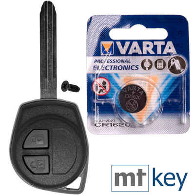 mt-key Auto Schlüssel 2 Tasten + TOY43 Rohling + Tastenfeld + VARTA CR1620 Knopfzelle, CR1620 (3 V), für Opel Agila Suzuki SX4 Alto Swift Splash Funk Fernbedienung