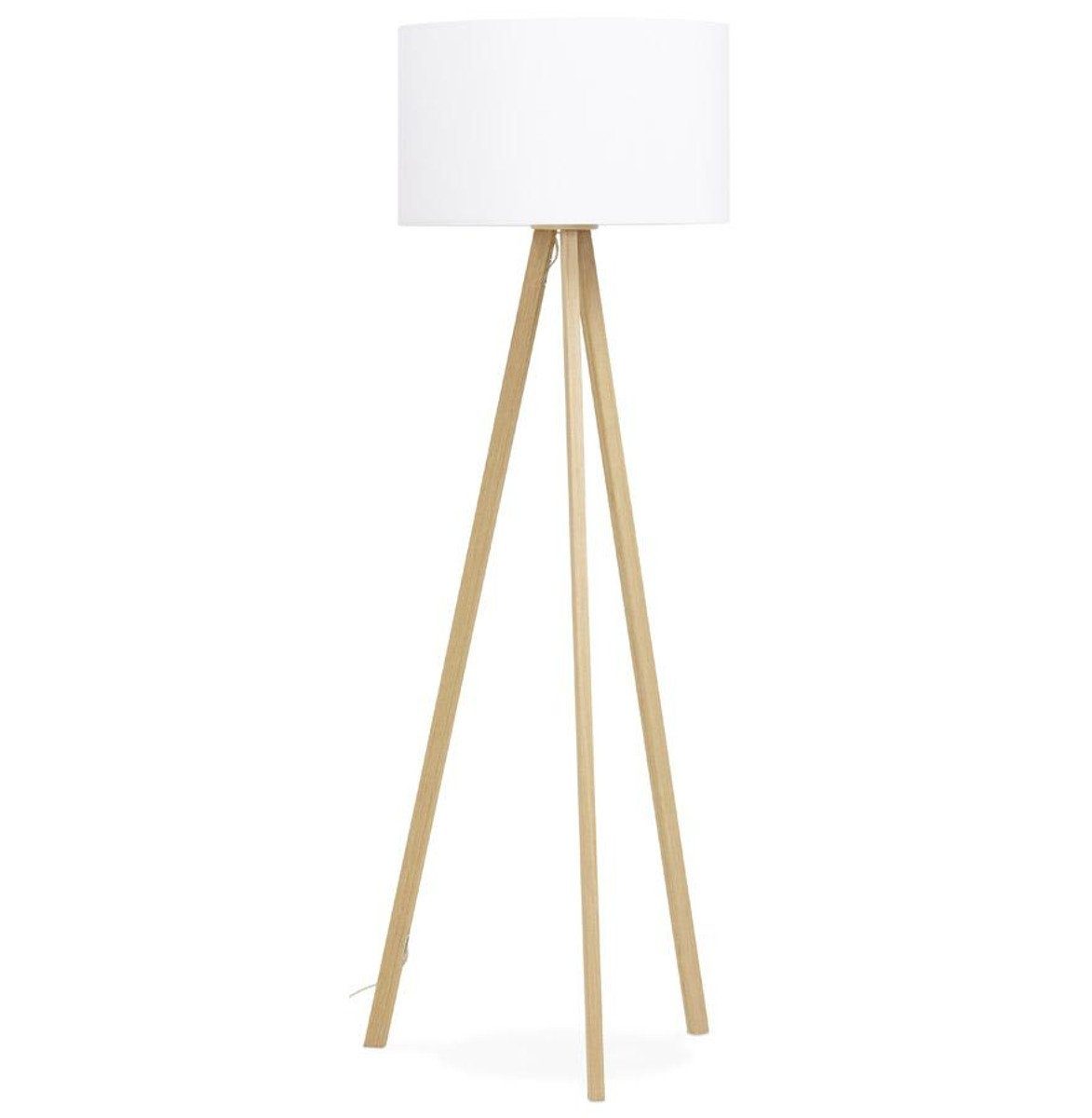 Stehlampe Studio Stehleuchte Naturholzfarben / Weiß mit 3 Beinen 159 x 55 cm