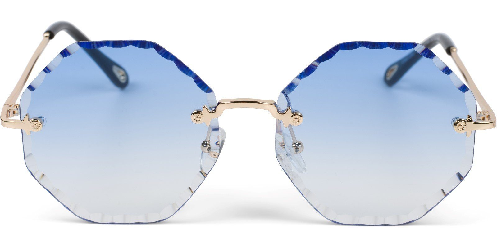 styleBREAKER Sonnenbrille (1-St) Getönt Gestell Glas Verlauf Gold Blau 