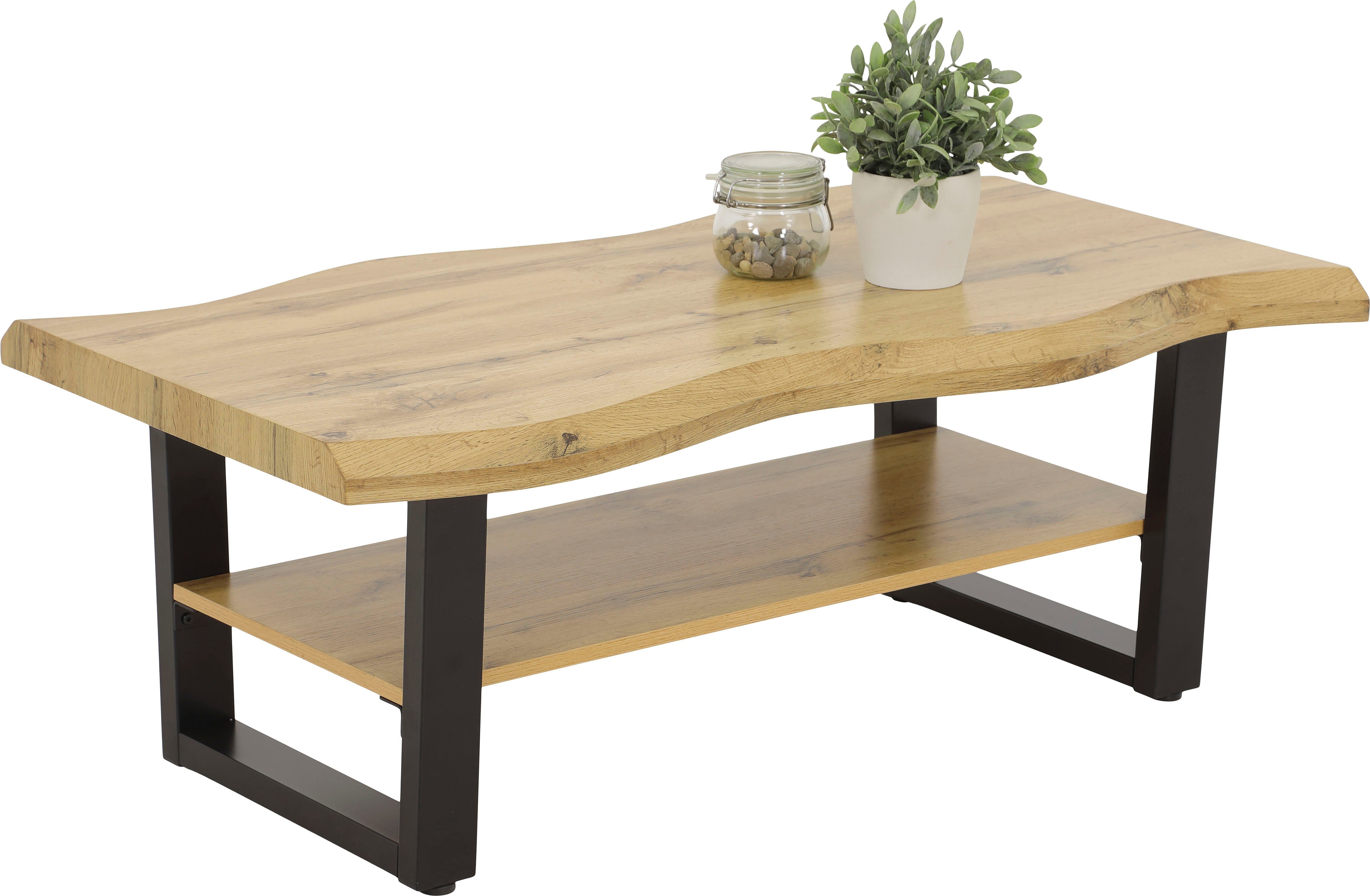 HELA Couchtisch GABRIEL, Ablageboden, Baumkantenoptik, U-Gestell günstig online kaufen
