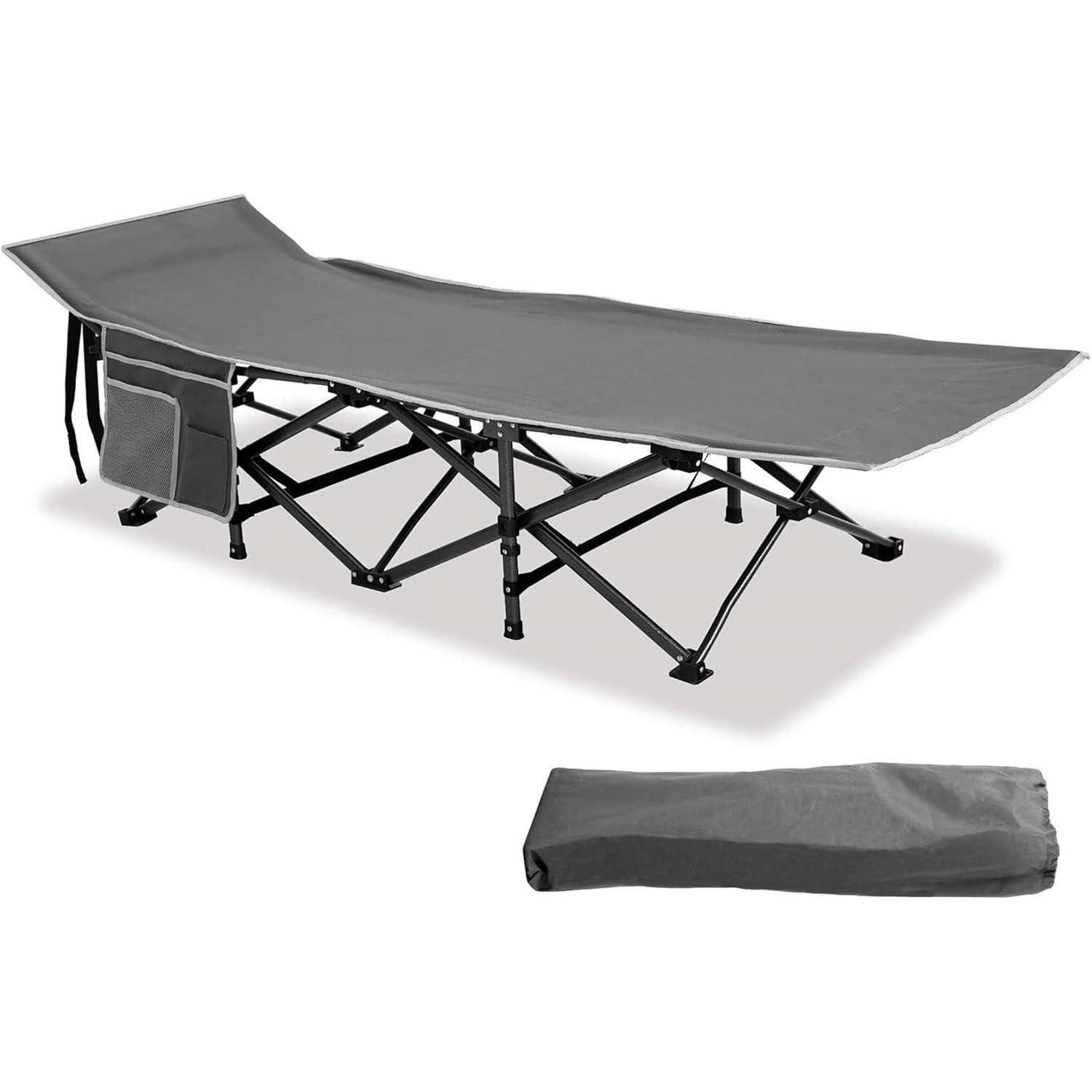 LuxusKollektion Feldbett Feldbett Klappbar Campingbett XL Faltbar Campingliege Outdoor Grau